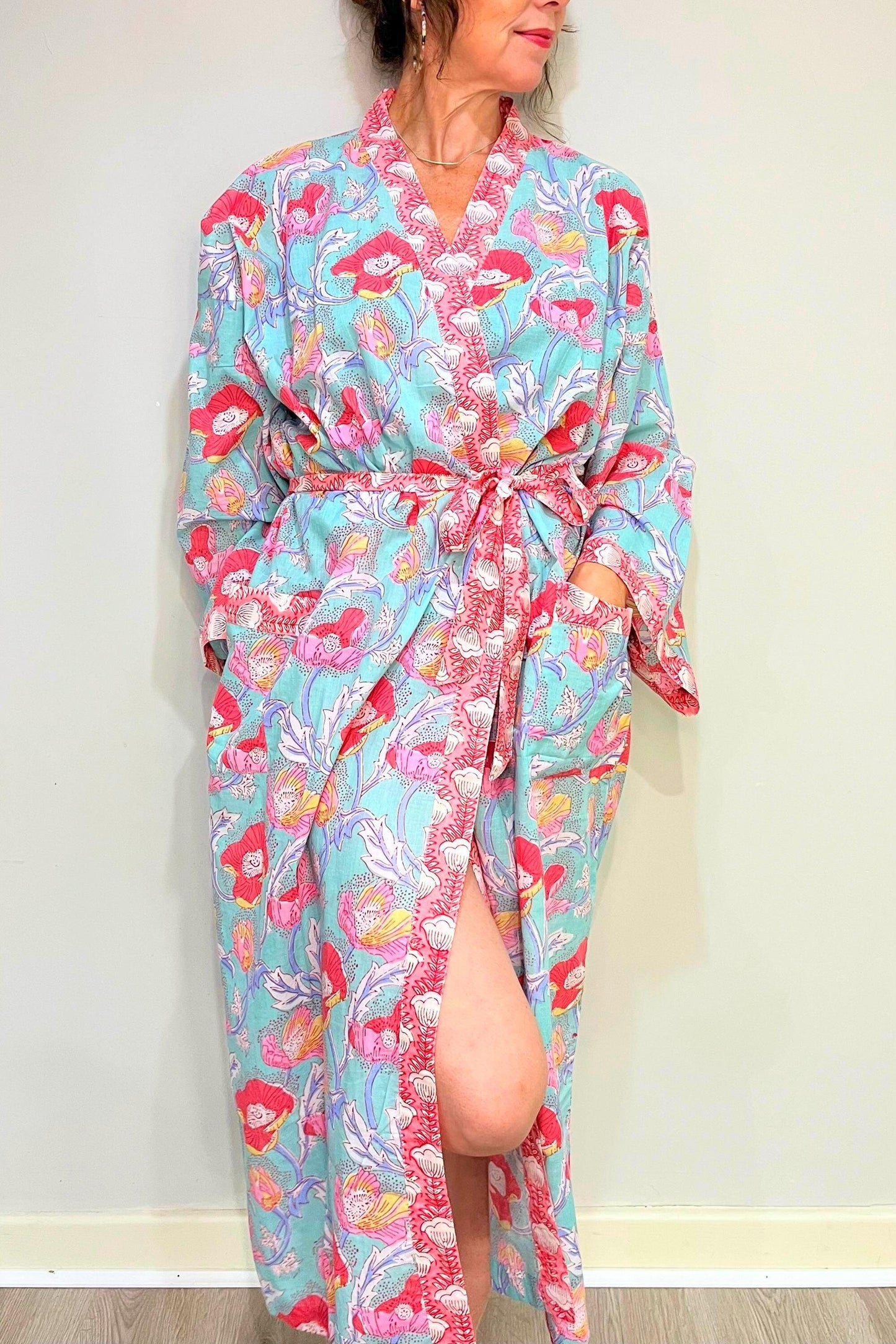Kimono Robe, Dressing Gown Women, Brides Robe, Womens Dressing Gown, Cotton Dressing Gown, Plus Kimono, Green Kimono Robe, Plus Size Robe