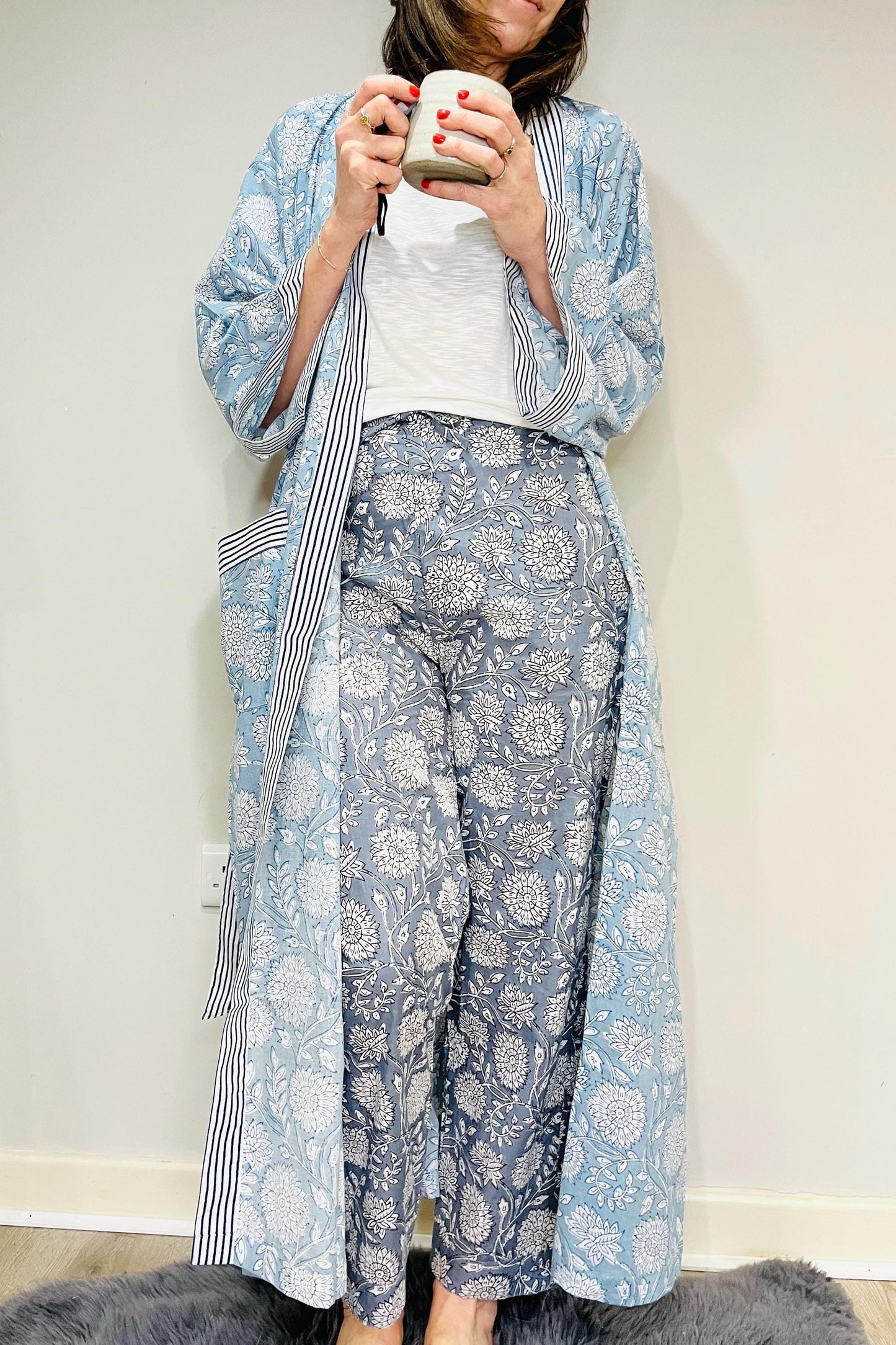Kimono Robe, Dressing Gown Women, Brides Robe, Womens Dressing Gown, Cotton Dressing Gown, Plus Kimono, Blue Kimono Robe, Plus Size Robe