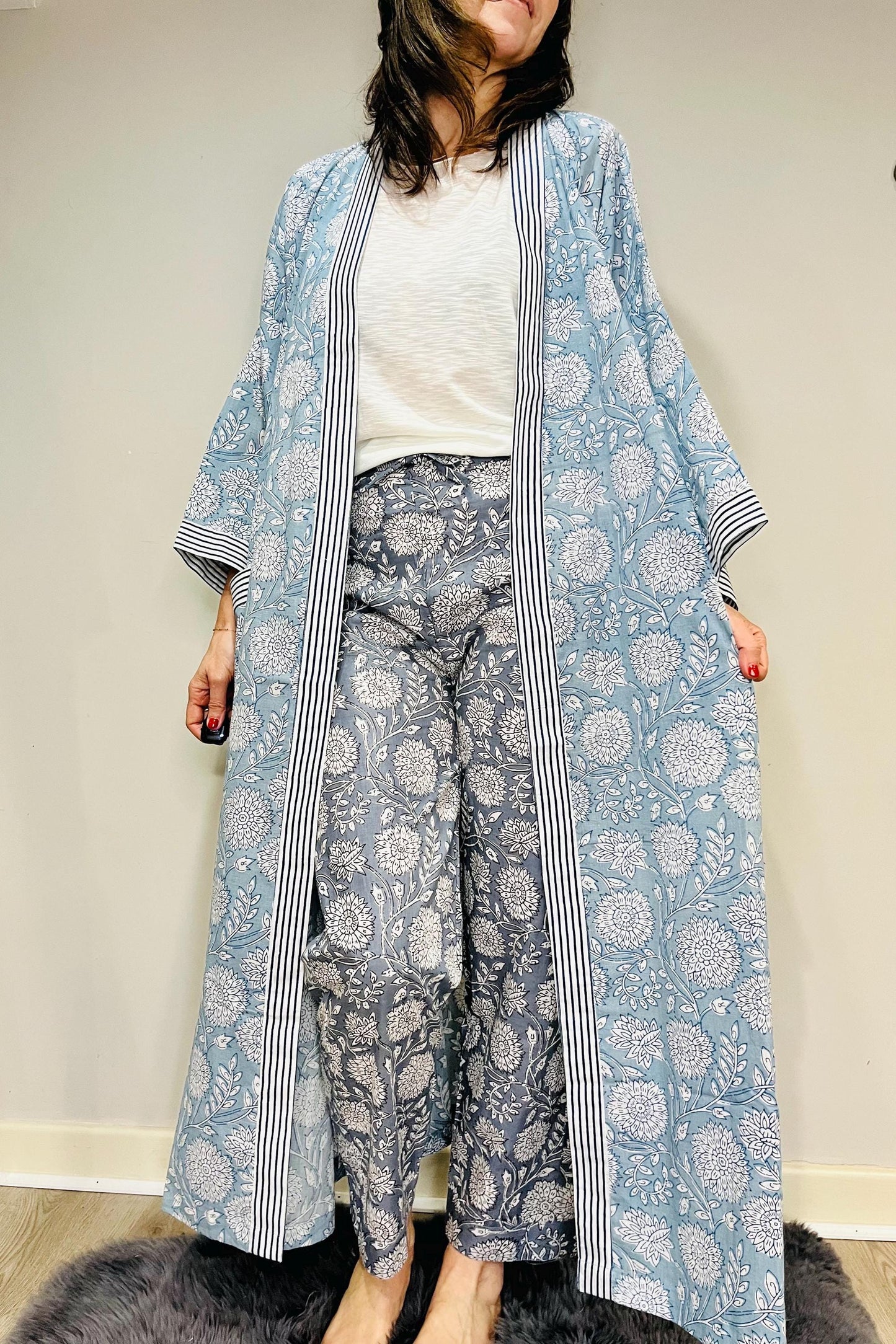 Kimono Robe, Dressing Gown Women, Brides Robe, Womens Dressing Gown, Cotton Dressing Gown, Plus Kimono, Blue Kimono Robe, Plus Size Robe