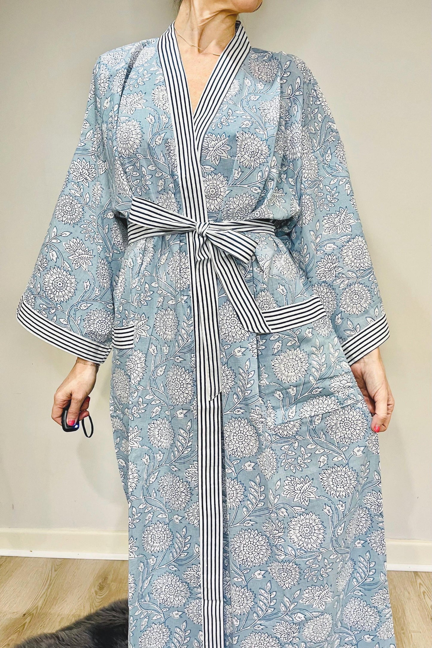 Kimono Robe, Dressing Gown Women, Brides Robe, Womens Dressing Gown, Cotton Dressing Gown, Plus Kimono, Blue Kimono Robe, Plus Size Robe