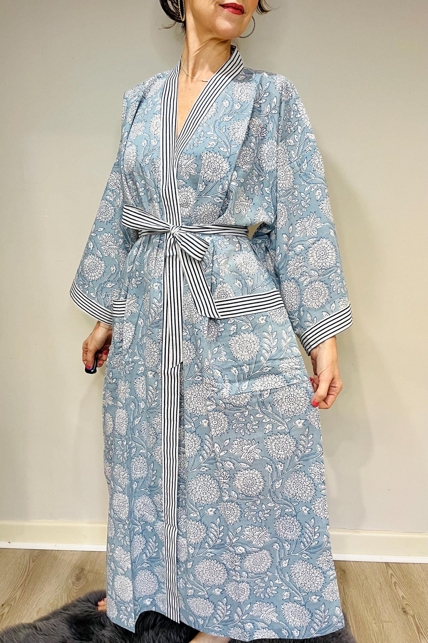Kimono Robe, Dressing Gown Women, Brides Robe, Womens Dressing Gown, Cotton Dressing Gown, Plus Kimono, Blue Kimono Robe, Plus Size Robe