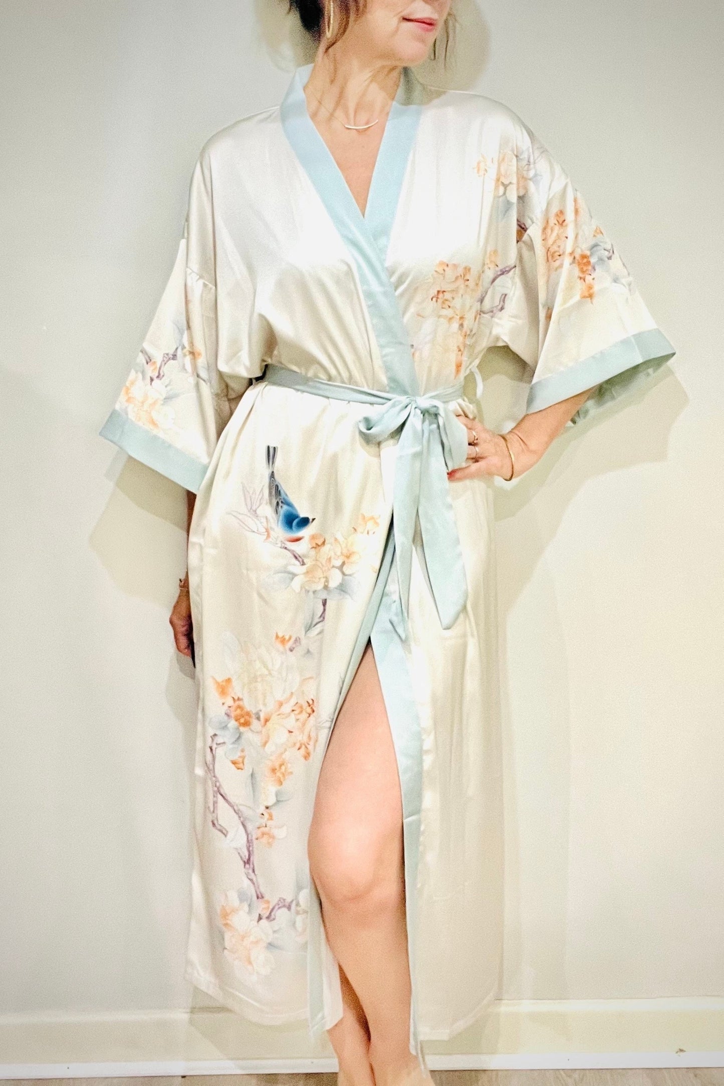 Kimono Robe, Japanese Dressing Gown, Luxury Satin Robe, Bridesmaid Robe, Womens Dressing Gown, Dressing Gown, Summer Robe, Plus Kimono,
