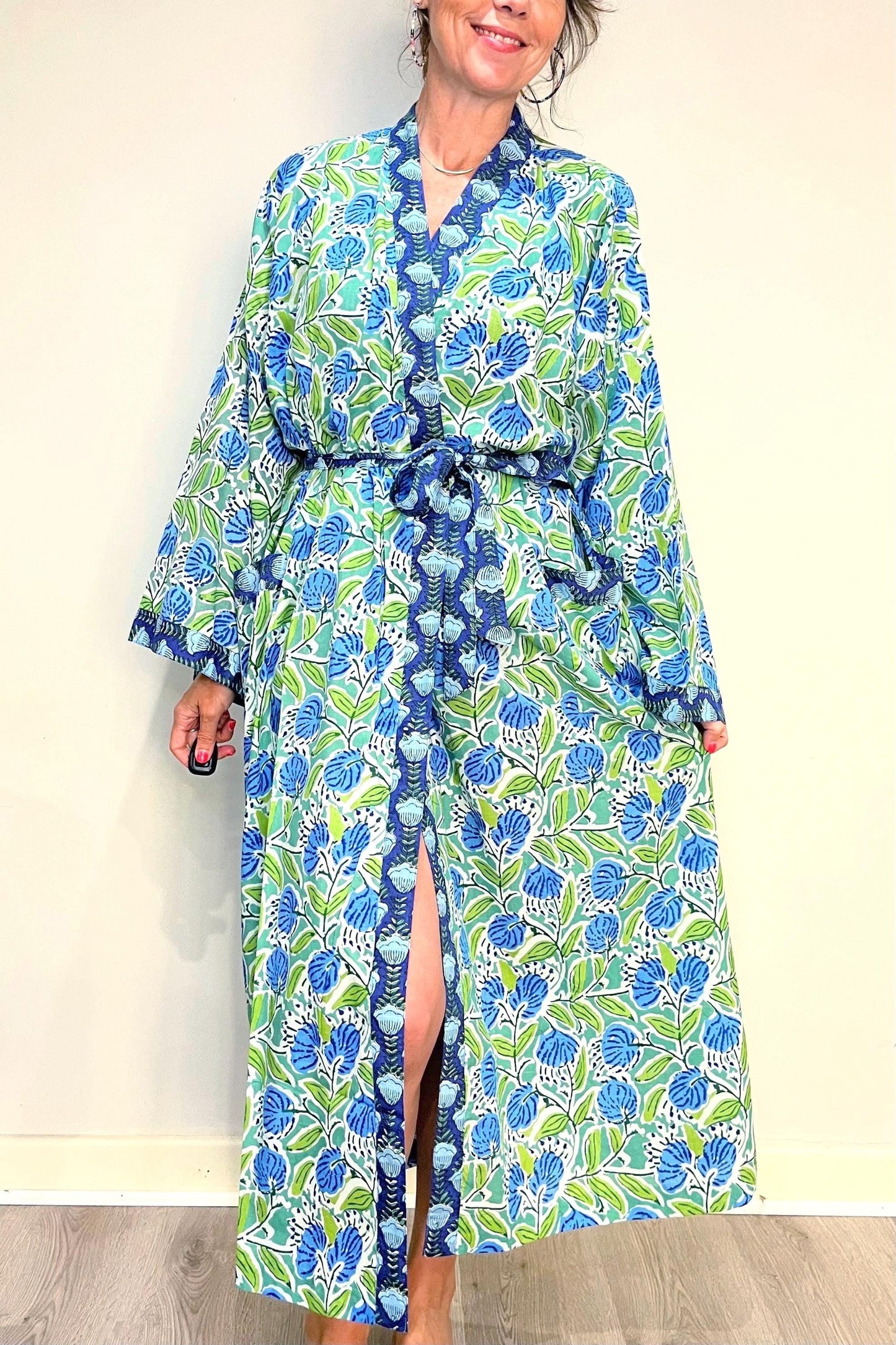 Kimono Robe, Dressing Gown Women, Brides Robe, Womens Dressing Gown, Cotton Dressing Gown, Summer Robe, Green Kimono Robe, Beach Cover Up