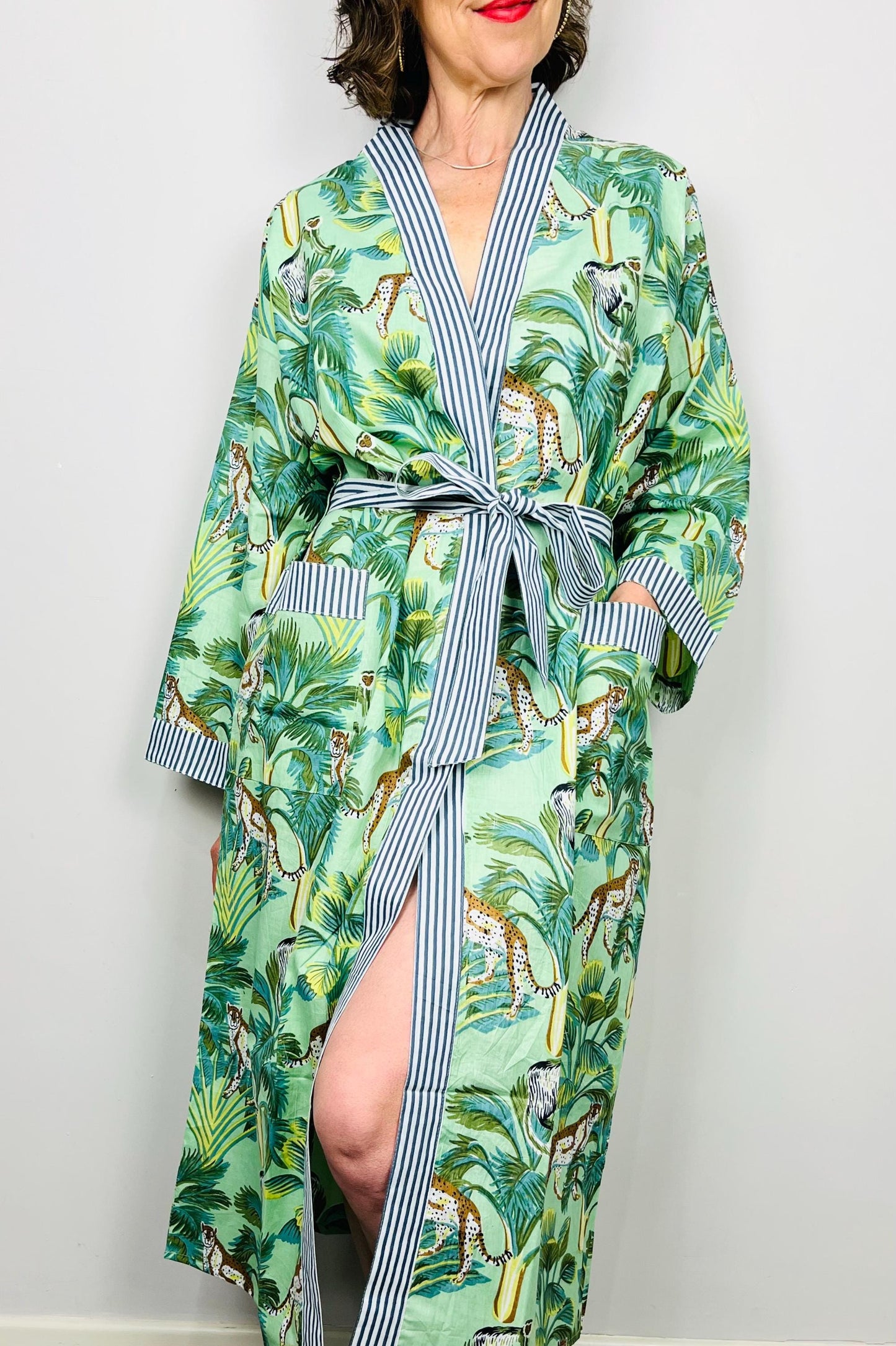 Kimono Robe, Dressing Gown Women, Brides Robe, Womens Dressing Gown, Cotton Dressing Gown, Plus Kimono, Green Kimono Robe, Plus Size Robe