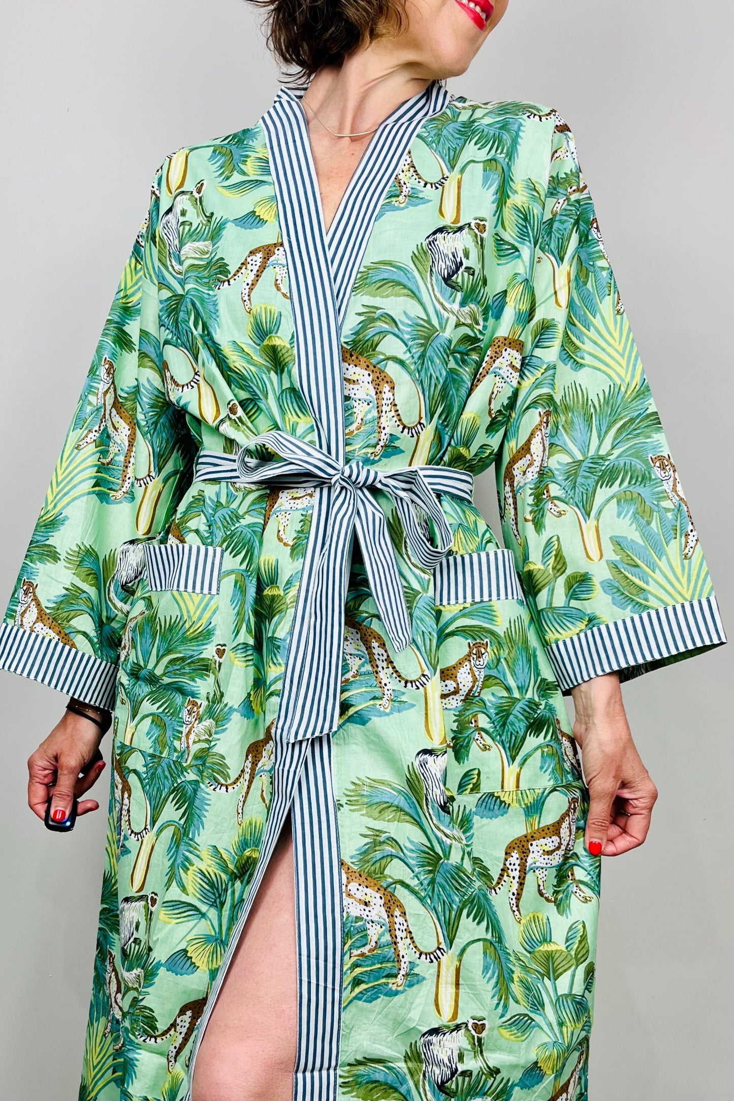 Kimono Robe, Dressing Gown Women, Brides Robe, Womens Dressing Gown, Cotton Dressing Gown, Plus Kimono, Green Kimono Robe, Plus Size Robe