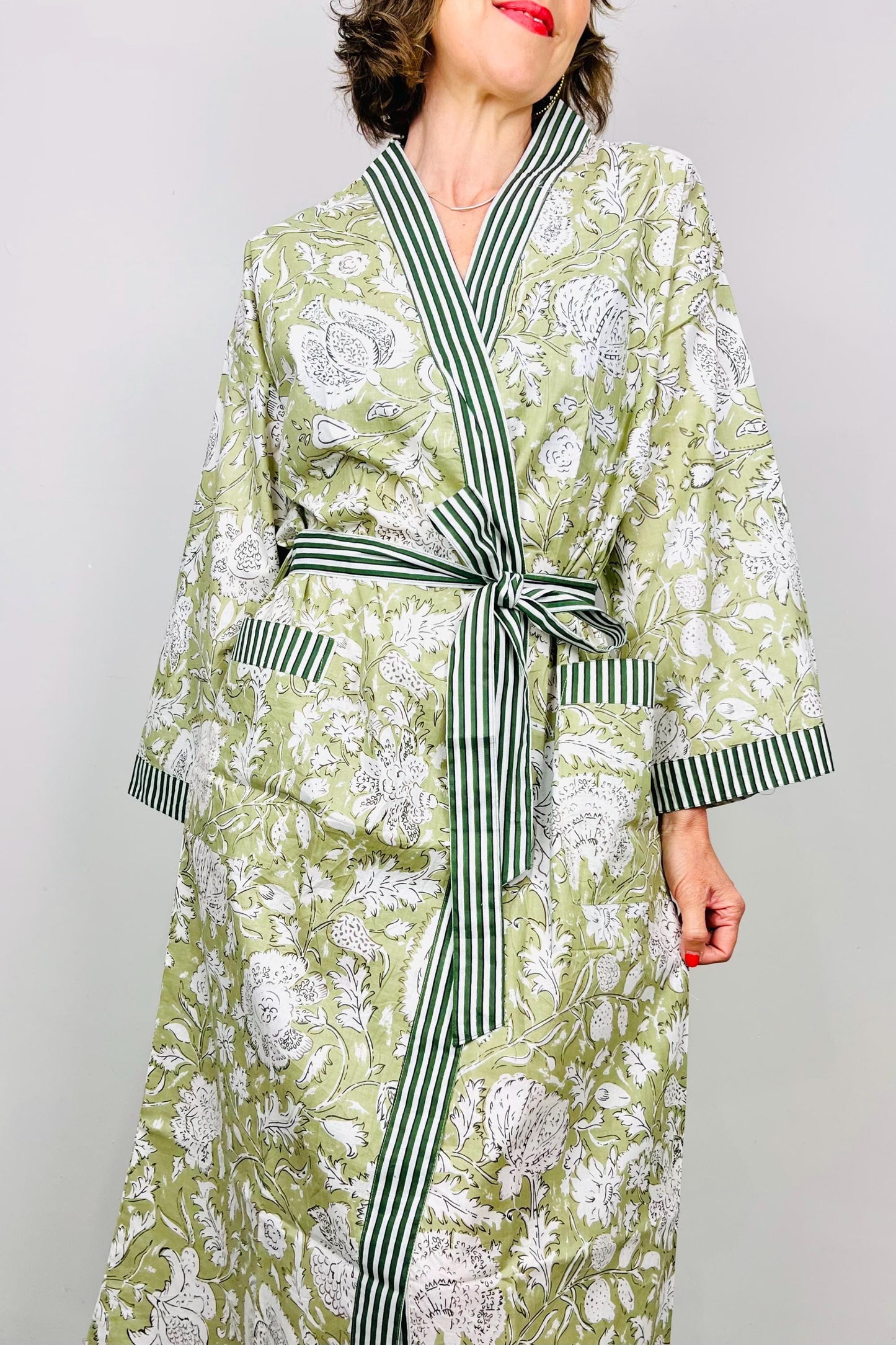 Kimono Robe, Dressing Gown Women, Brides Robe, Womens Dressing Gown, Cotton Dressing Gown, Plus Kimono, Green Kimono Robe, Plus Size Robe