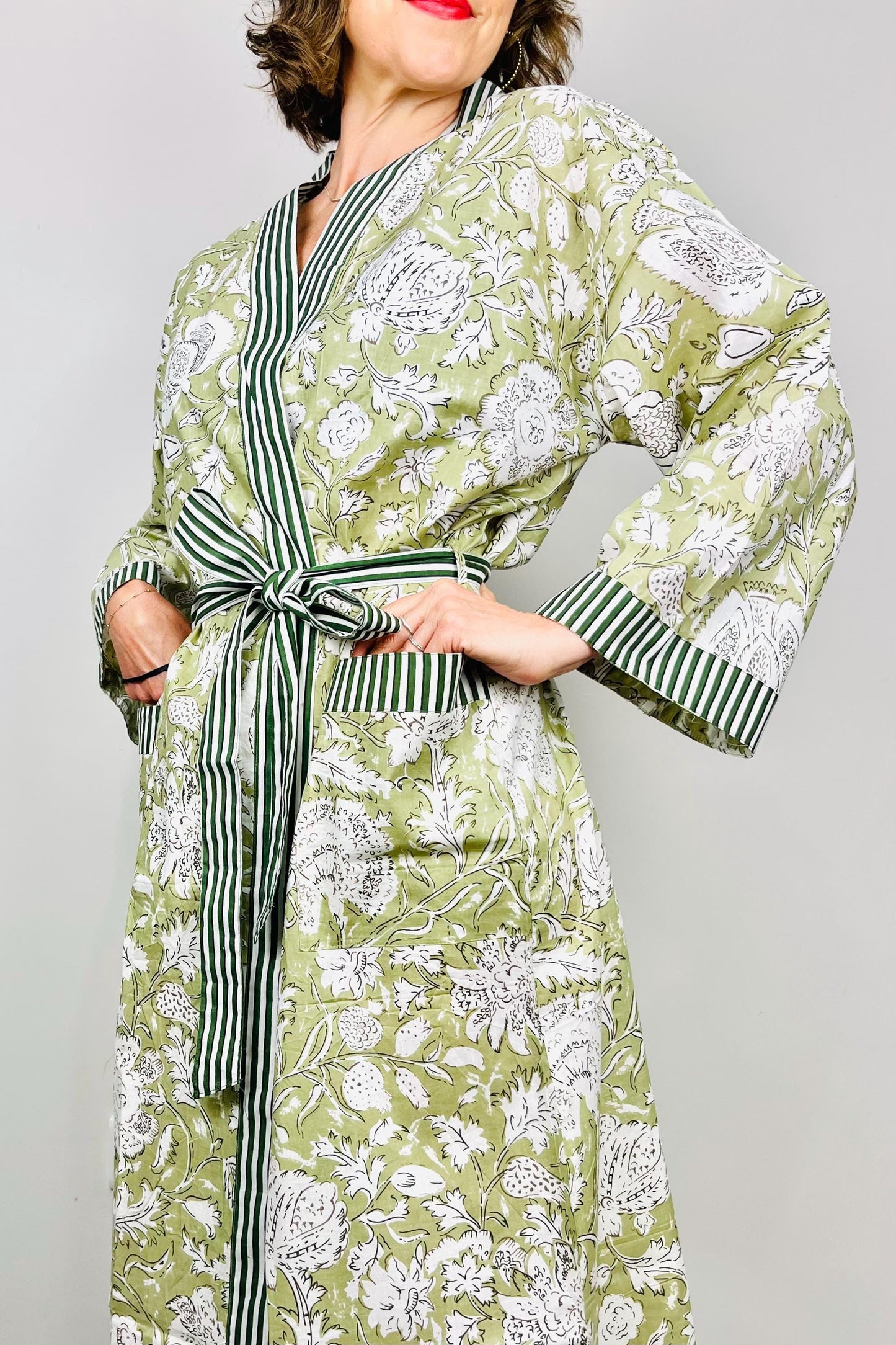 Kimono Robe, Dressing Gown Women, Brides Robe, Womens Dressing Gown, Cotton Dressing Gown, Plus Kimono, Green Kimono Robe, Plus Size Robe