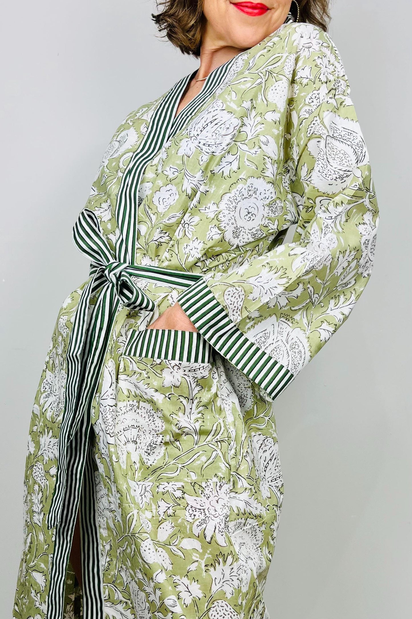 Kimono Robe, Dressing Gown Women, Brides Robe, Womens Dressing Gown, Cotton Dressing Gown, Plus Kimono, Green Kimono Robe, Plus Size Robe
