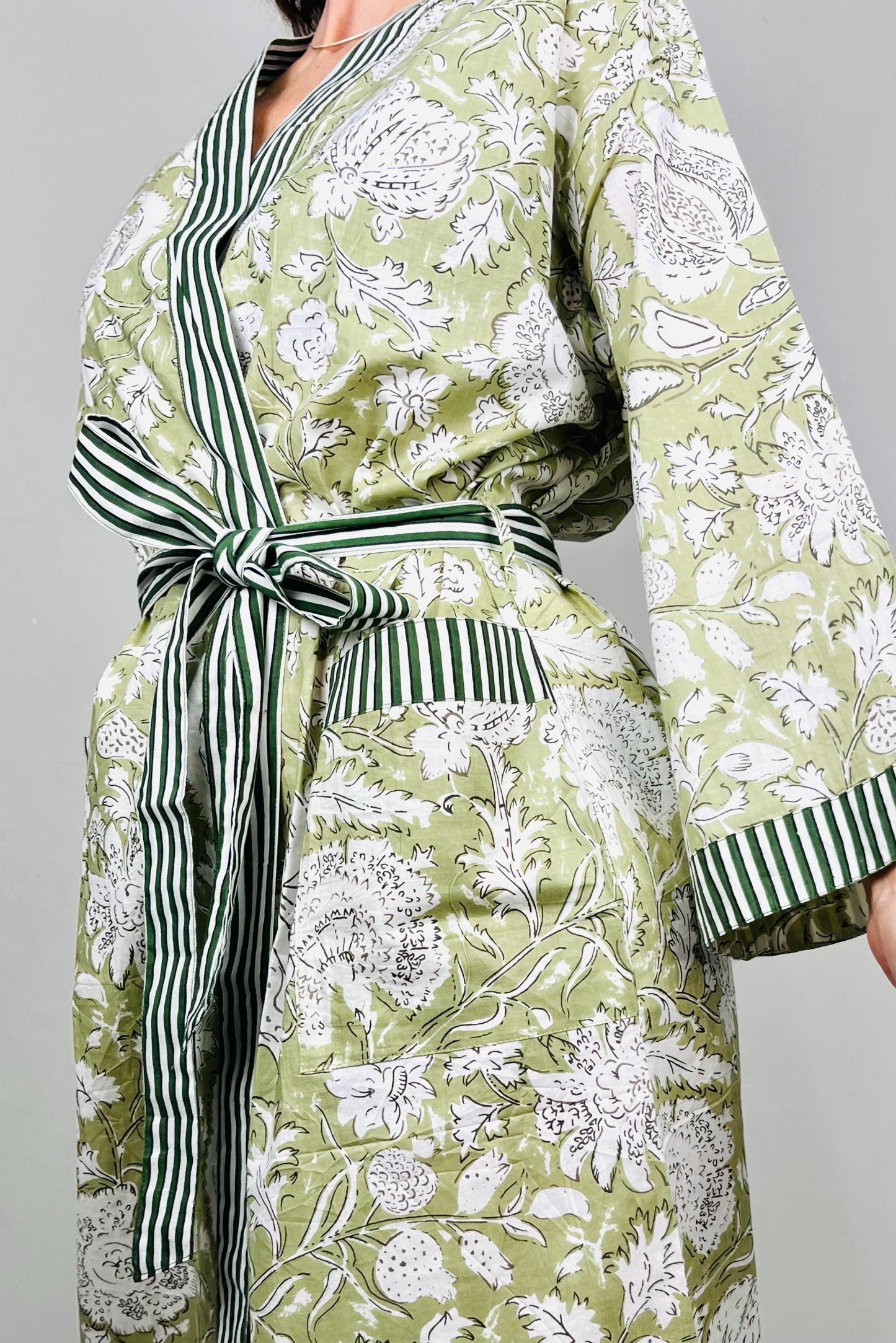 Kimono Robe, Dressing Gown Women, Brides Robe, Womens Dressing Gown, Cotton Dressing Gown, Plus Kimono, Green Kimono Robe, Plus Size Robe