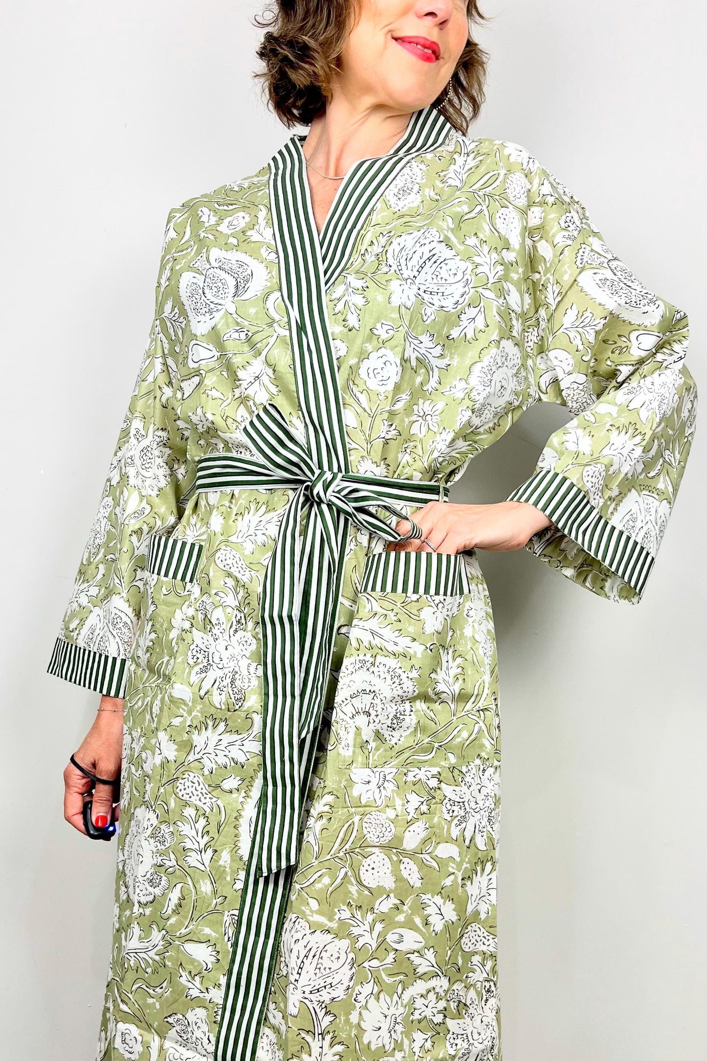 Kimono Robe, Dressing Gown Women, Brides Robe, Womens Dressing Gown, Cotton Dressing Gown, Plus Kimono, Green Kimono Robe, Plus Size Robe