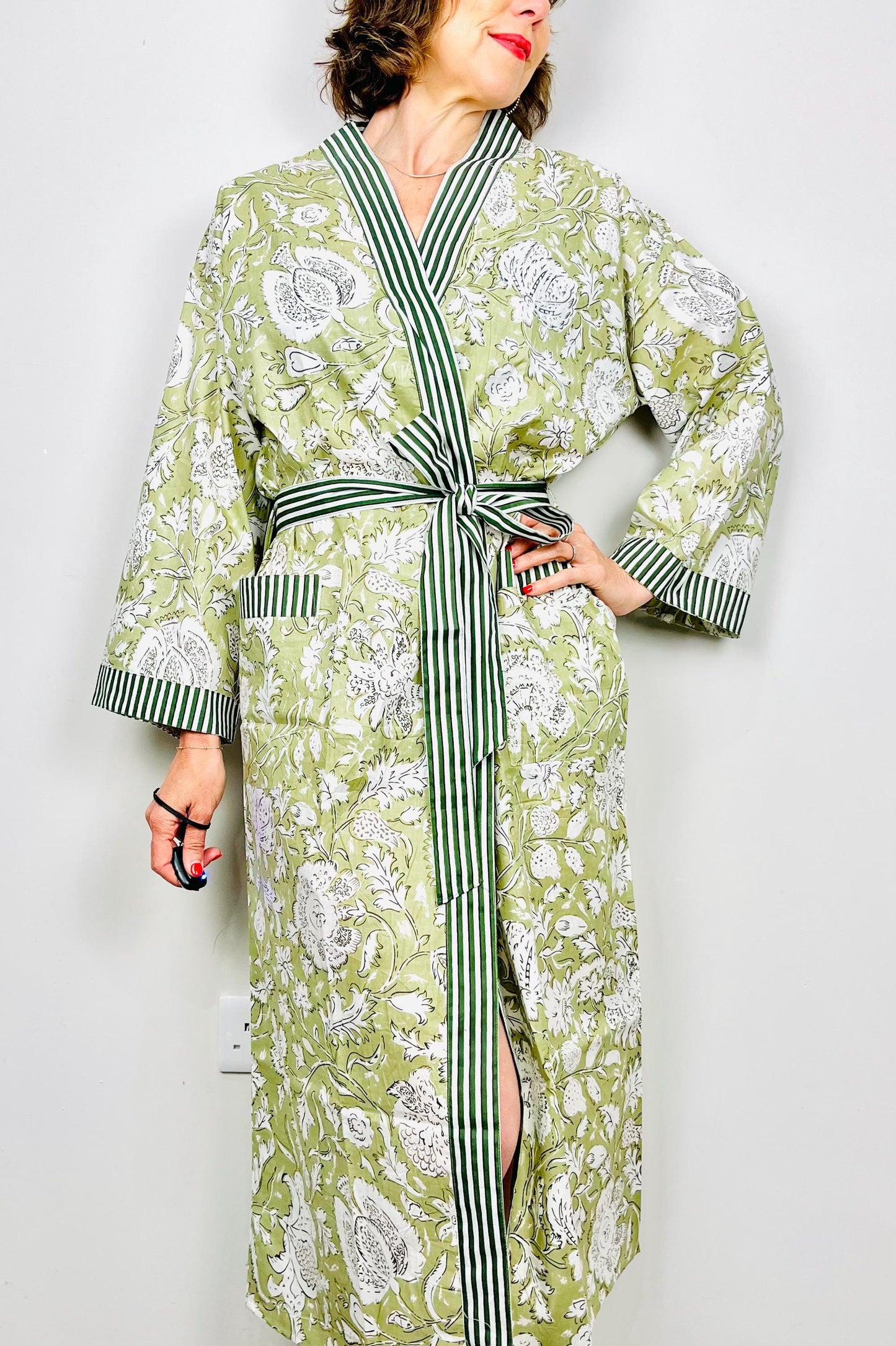 Kimono Robe, Dressing Gown Women, Brides Robe, Womens Dressing Gown, Cotton Dressing Gown, Plus Kimono, Green Kimono Robe, Plus Size Robe