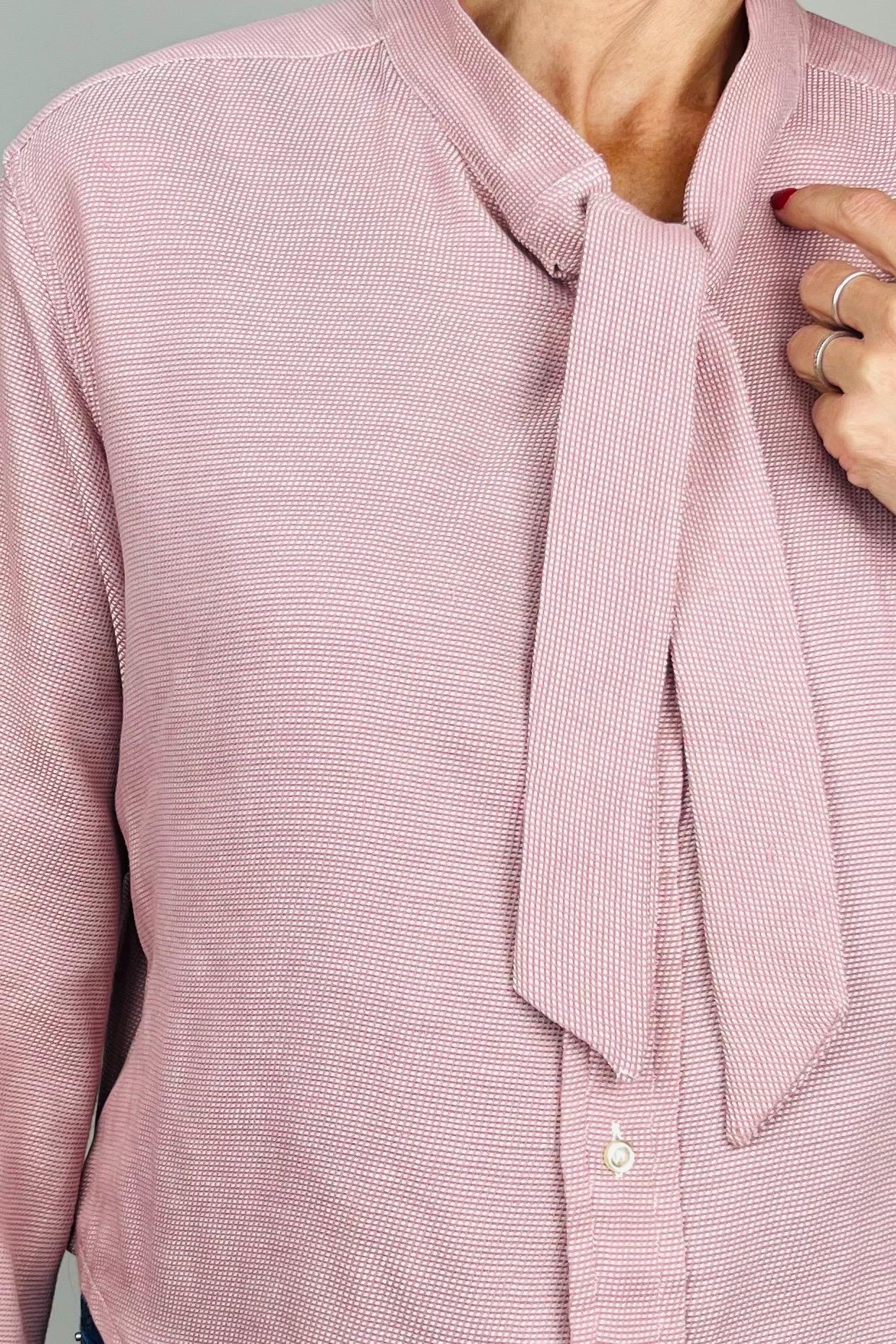 Handmade Reworked Pink Top: Vintage Lace Bow Blouse