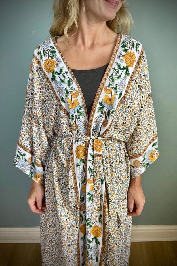Kimono Robe, Dressing Gown, Beach Cover Up, Loungewear, Boho Robe, Womens Dress image 1