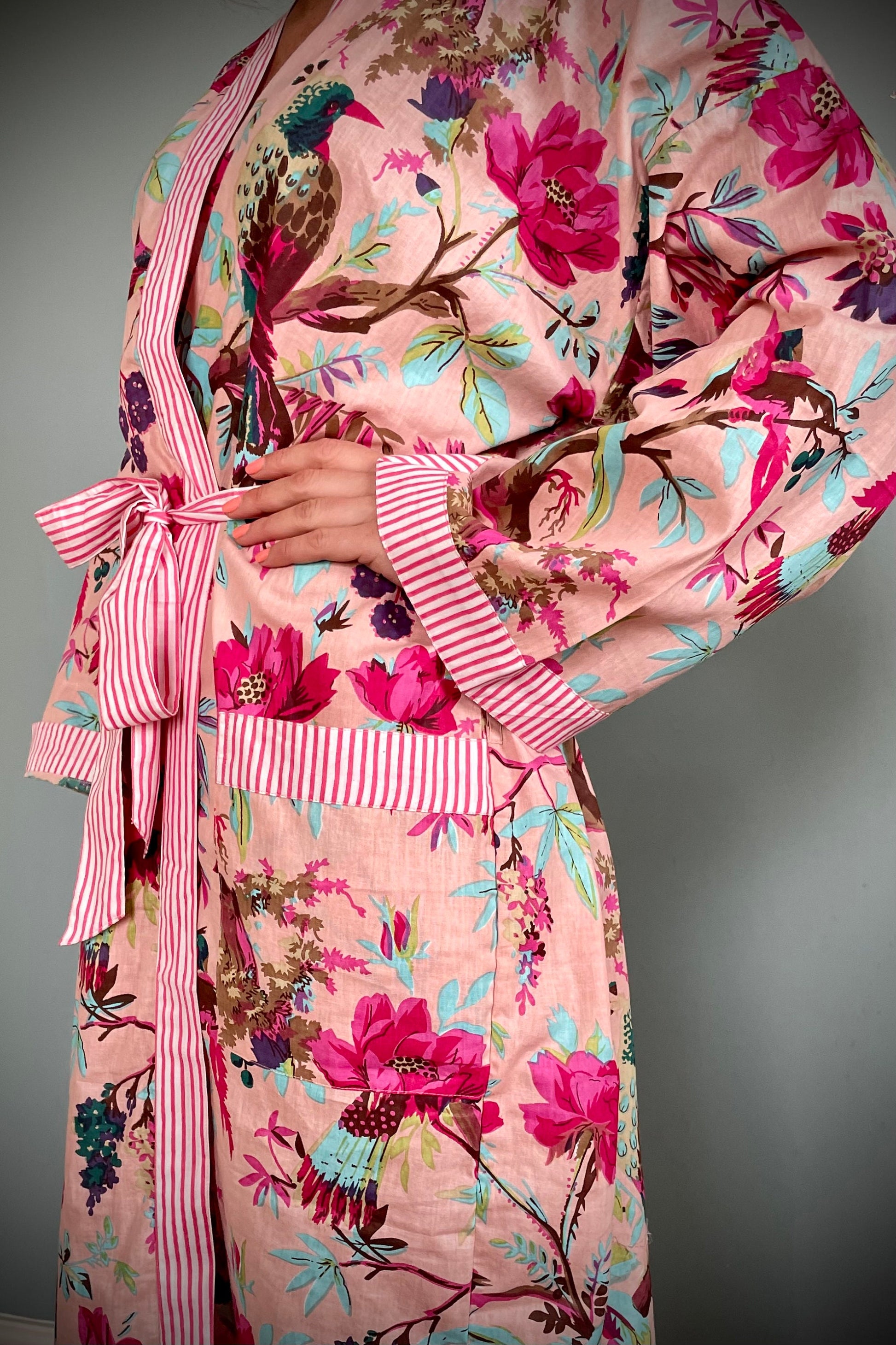 Kimono Robe, Dressing Gown Women, Brides Robe, Womens Dressing Gown, Cotton Dressing Gown, Plus Kimono, Pink Kimono Robe, Plus Size Robe