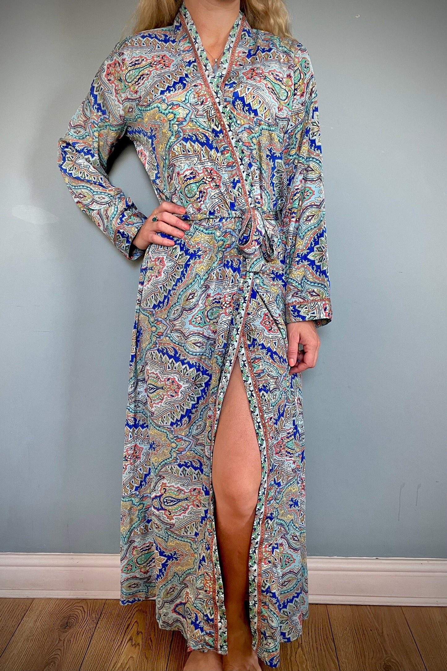 Kimono Robe, Silk Dressing Gown, Silk Robe, Bridesmaid Robe, Womens Dressing Gown, Dressing Gown, Summer Robe, Blue Shimmer