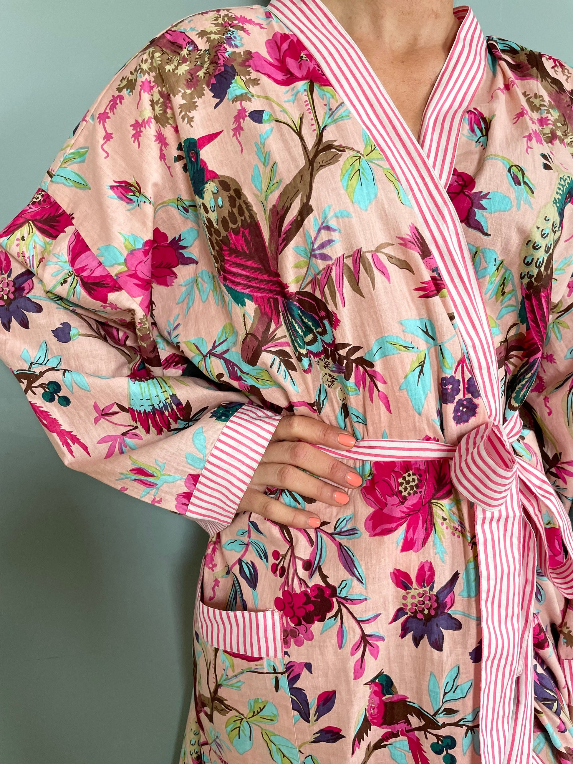 Kimono Robe, Dressing Gown Women, Brides Robe, Womens Dressing Gown, Cotton Dressing Gown, Plus Kimono, Pink Kimono Robe, Plus Size Robe