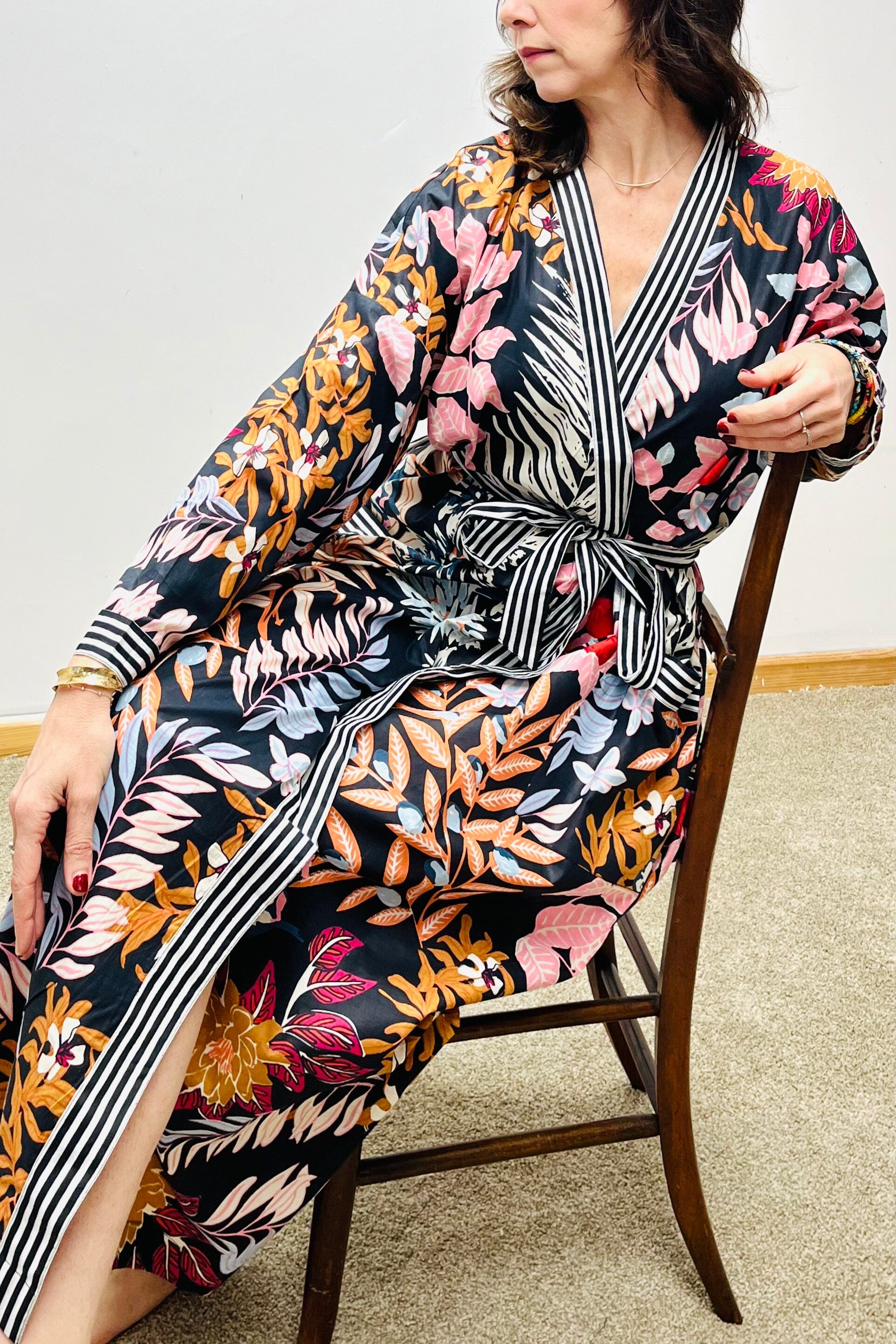 Kimono Robe, Dressing Gown Women, Brides Robe, Womens Dressing Gown, Cotton Dressing Gown, Plus Kimono, Blue Kimono Robe, Plus Size Robe