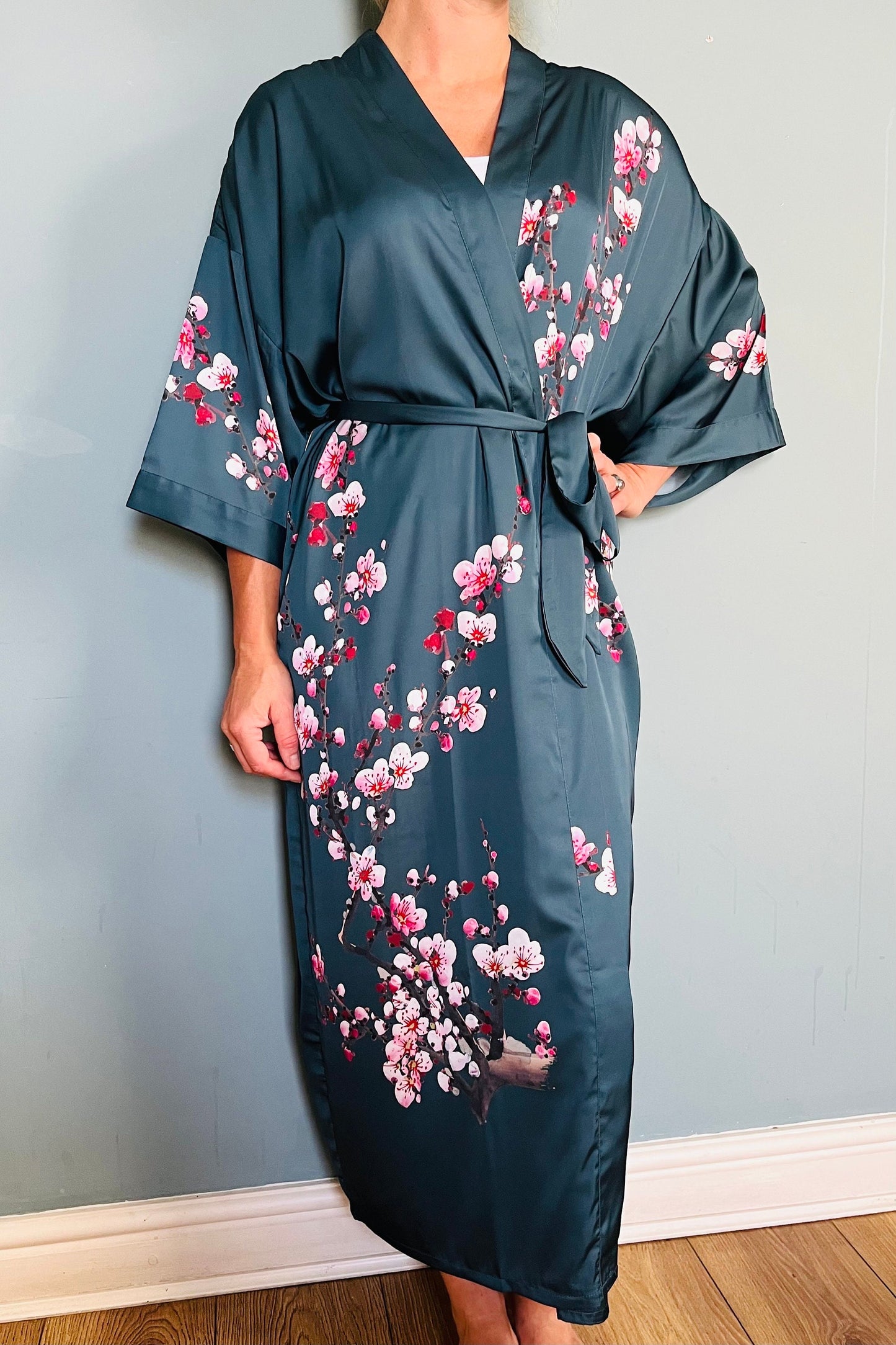 Kimono Robe, Japanese Dressing Gown, Luxury Satin Robe, Bridesmaid Robe, Womens Dressing Gown, Dressing Gown, Summer Robe, Pink Orchid