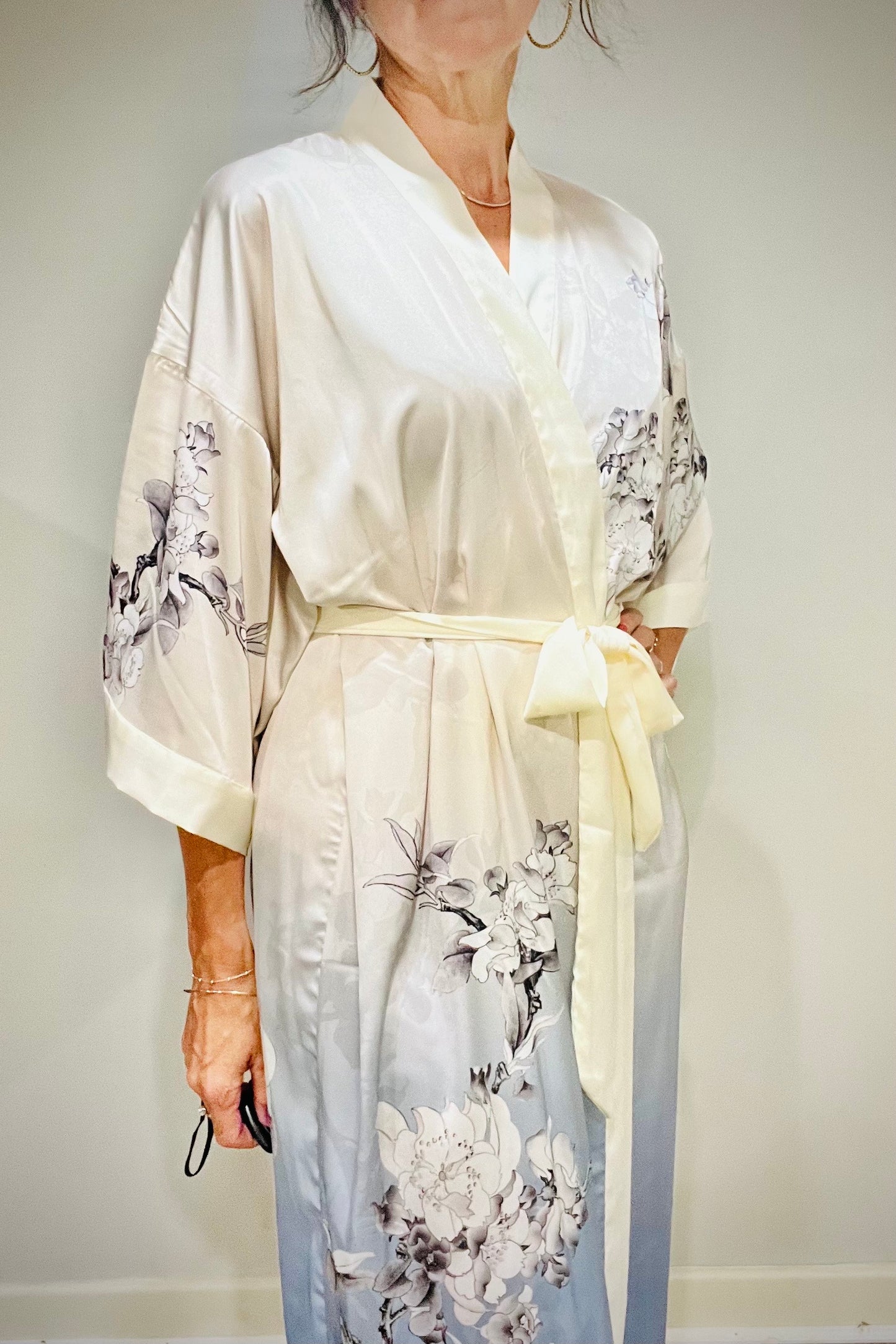 Kimono Robe, Japanese Dressing Gown, Luxury Satin Robe, Bridesmaid Robe, Womens Dressing Gown, Dressing Gown, Summer Robe, Plus Kimono, Blue