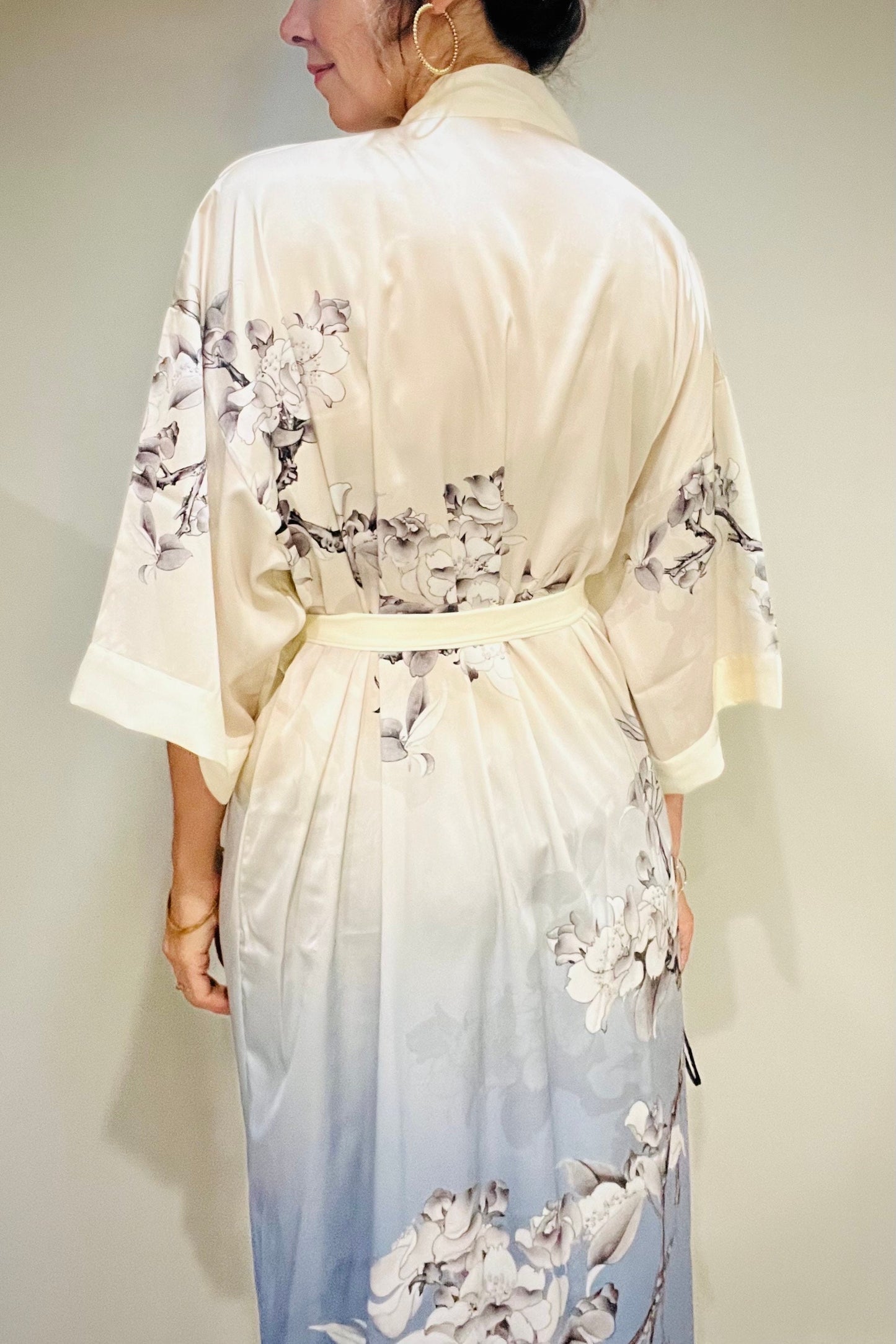 Kimono Robe, Japanese Dressing Gown, Luxury Satin Robe, Bridesmaid Robe, Womens Dressing Gown, Dressing Gown, Summer Robe, Plus Kimono, Blue