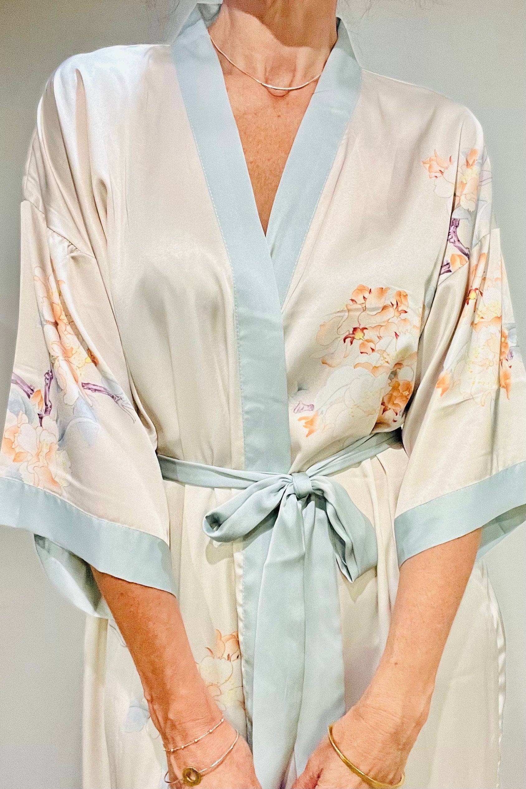 Kimono Robe, Japanese Dressing Gown, Luxury Satin Robe, Bridesmaid Robe, Womens Dressing Gown, Dressing Gown, Summer Robe, Plus Kimono,
