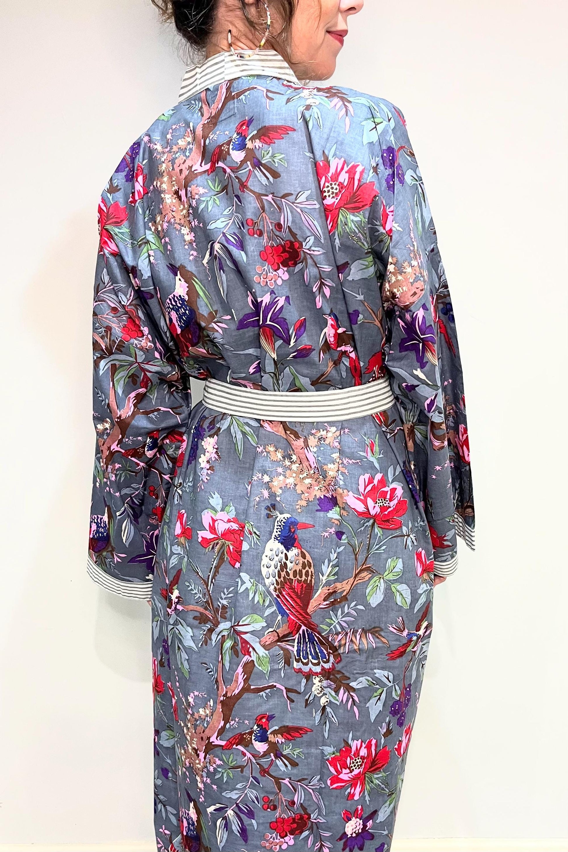 Kimono Robe, Dressing Gown Women, Brides Robe, Womens Dressing Gown, Cotton Dressing Gown, Plus Kimono, Blue Kimono Robe, Plus Size Robe