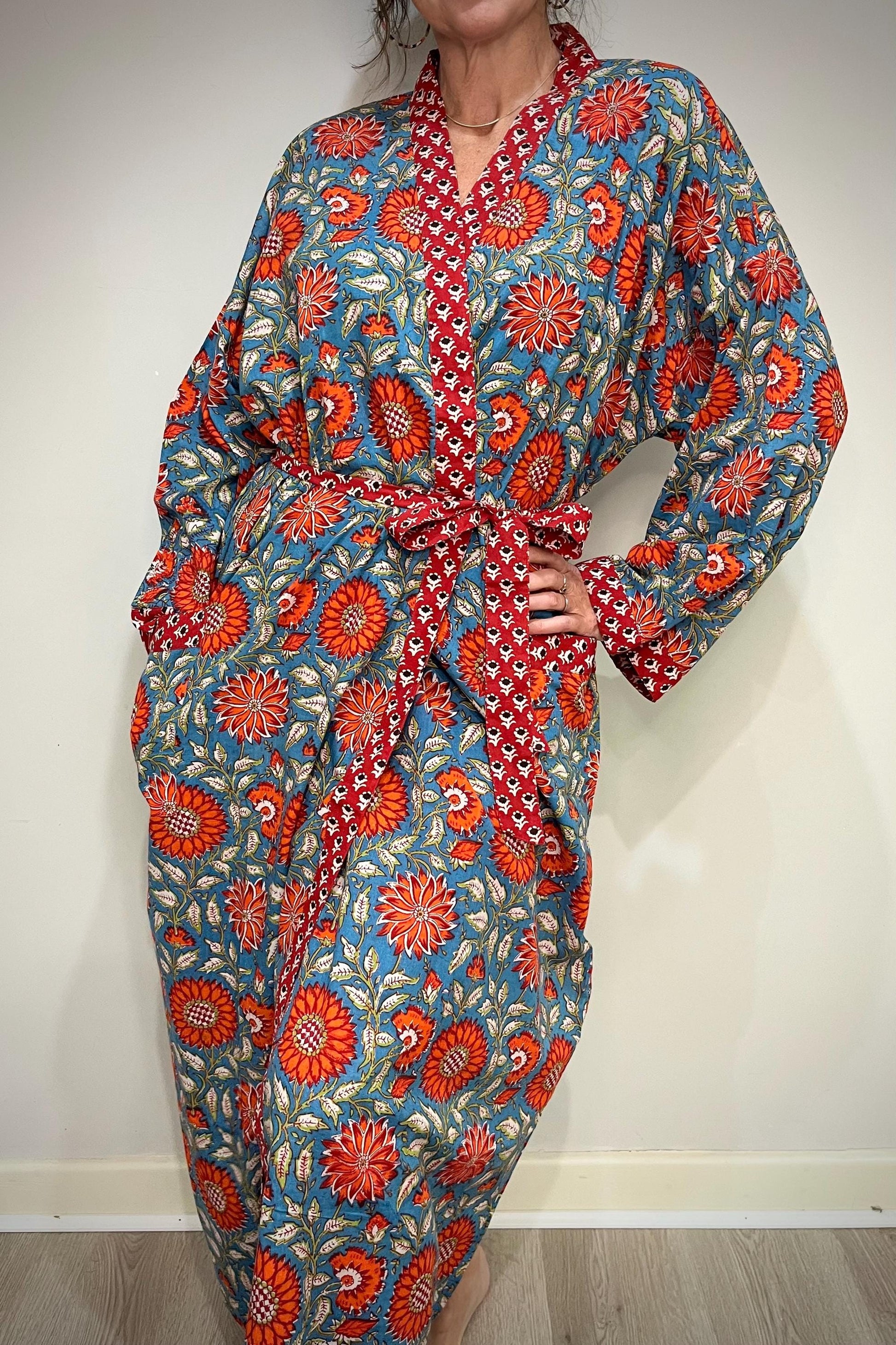 Kimono Robe, Dressing Gown Women, Brides Robe, Womens Dressing Gown, Cotton Dressing Gown, Plus Kimono, Blue Kimono Robe, Plus Size Robe