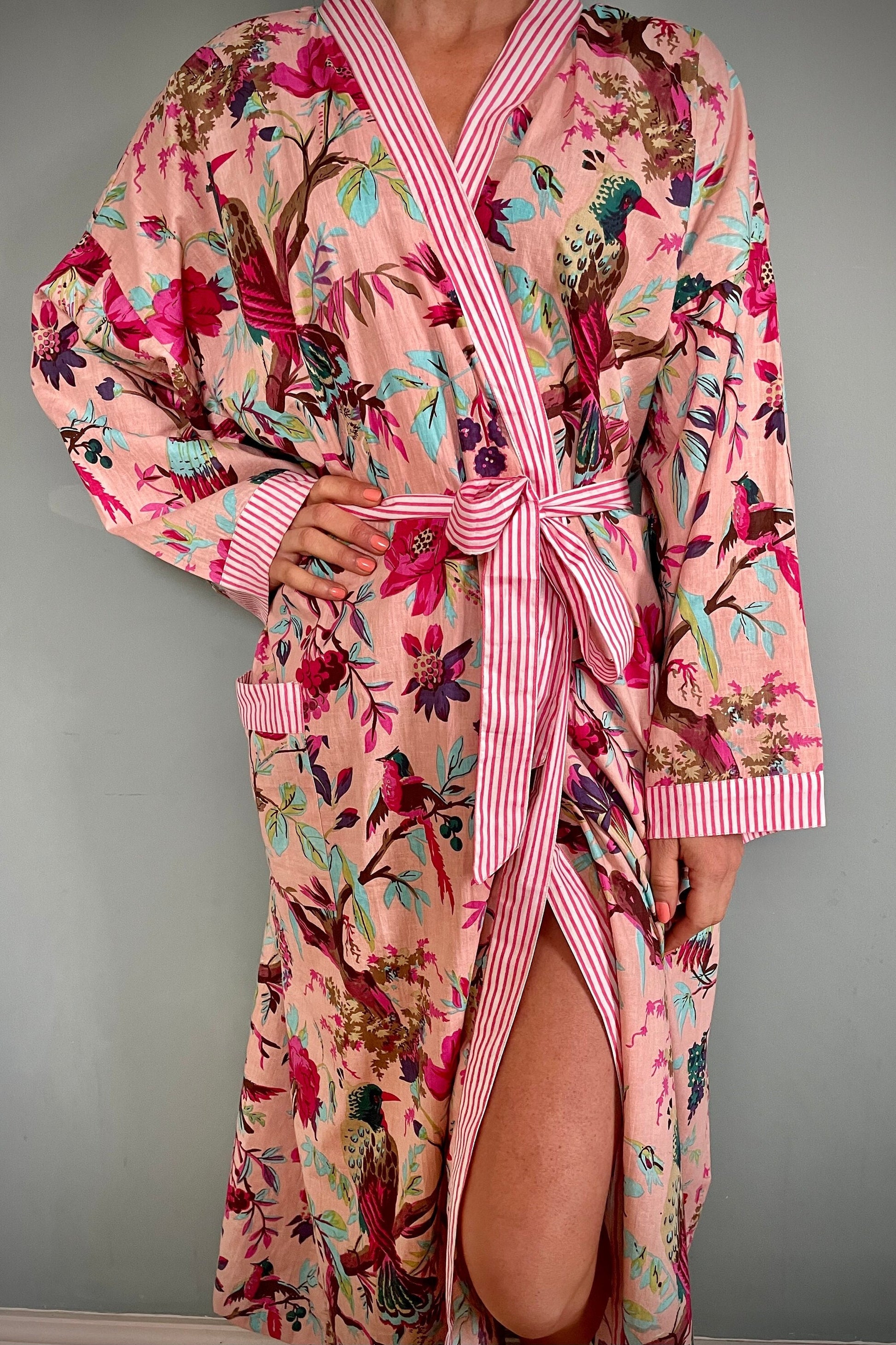 Green Kimono Ladies Long Kimono Style Dressing Gown Indian Cotton Kimono Robe Kimonoco Boutique Green Kimono Ladies Long Kimono Style Dressing Gown Indian Cotton Kimono Robe Kimonoco Boutique