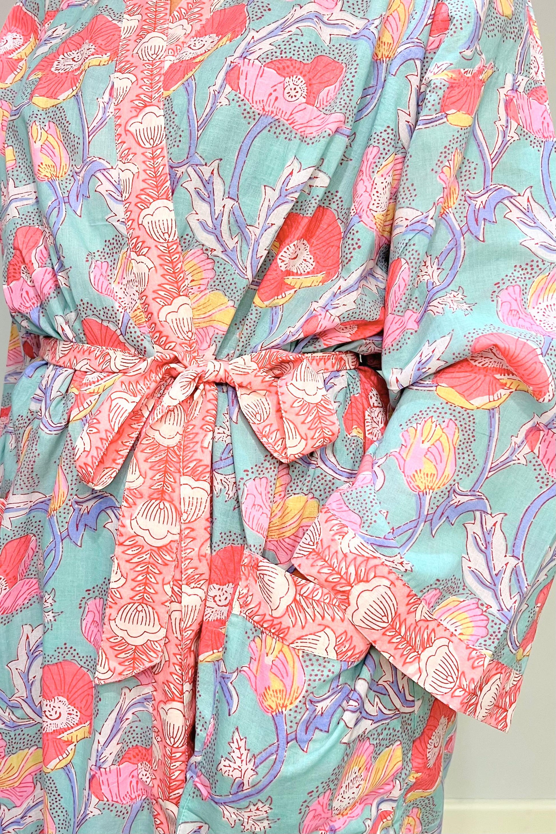 Kimono Robe, Dressing Gown Women, Brides Robe, Womens Dressing Gown, Cotton Dressing Gown, Plus Kimono, Green Kimono Robe, Plus Size Robe