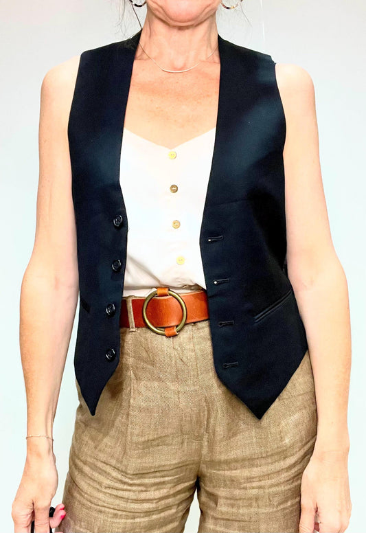 Vintage Waiscoat, Vintage Wool Waistcoat, Black Tailored Vest,Waistcoat For Her, Vintage Tweed Vest, Ladies Waistcoat