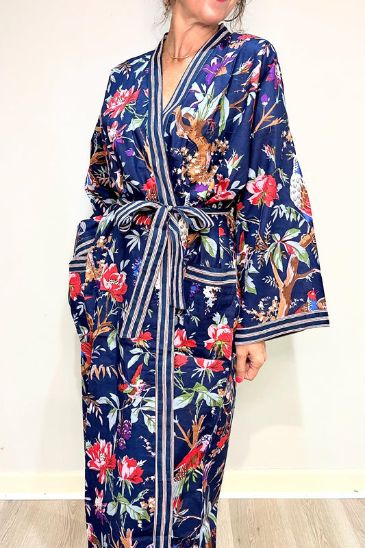 Kimono Robe, Dressing Gown Women, Brides Robe, Womens Dressing Gown, Cotton Dressing Gown, Plus Kimono, Blue Kimono Robe, Plus Size Robe