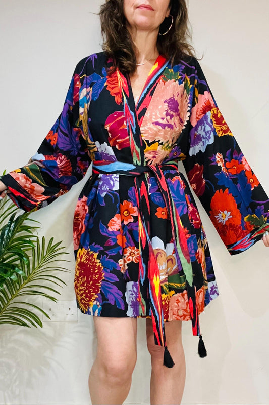 Kimono Robe, Dressing Gown Women, Brides Robe, Womens Dressing Gown, Cotton Dressing Gown, Plus Kimono, Blue Kimono Robe, Plus Size Robe