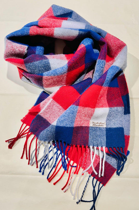100% Wool Scarf, Yorkshire Wool Wrap, Wool Yarn Scarf, Scarf For Her, Scarf for Him, Wool Scarves, Plaid Scarf, Tartan Wool Scarf,