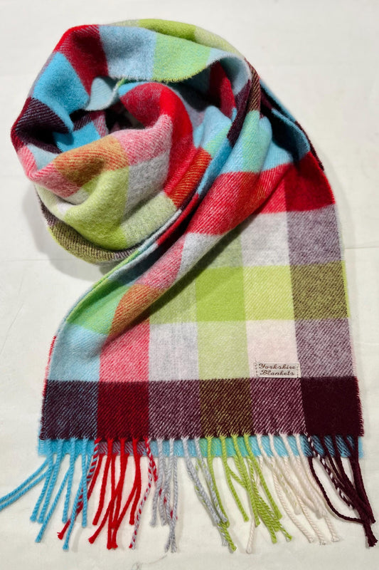 100% Wool Scarf, Yorkshire Wool Wrap, Wool Yarn Scarf, Scarf For Her, Scarf for Him, Wool Scarves, Plaid Scarf, Tartan Wool Scarf,