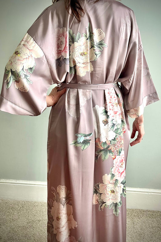 Kimono Robe, Dressing Gown, Luxury Wedding Robe, Bridesmaid Robe, Womens Dressing Gown, Dressing Gown, Summer Robe, Dusky Pink Rose