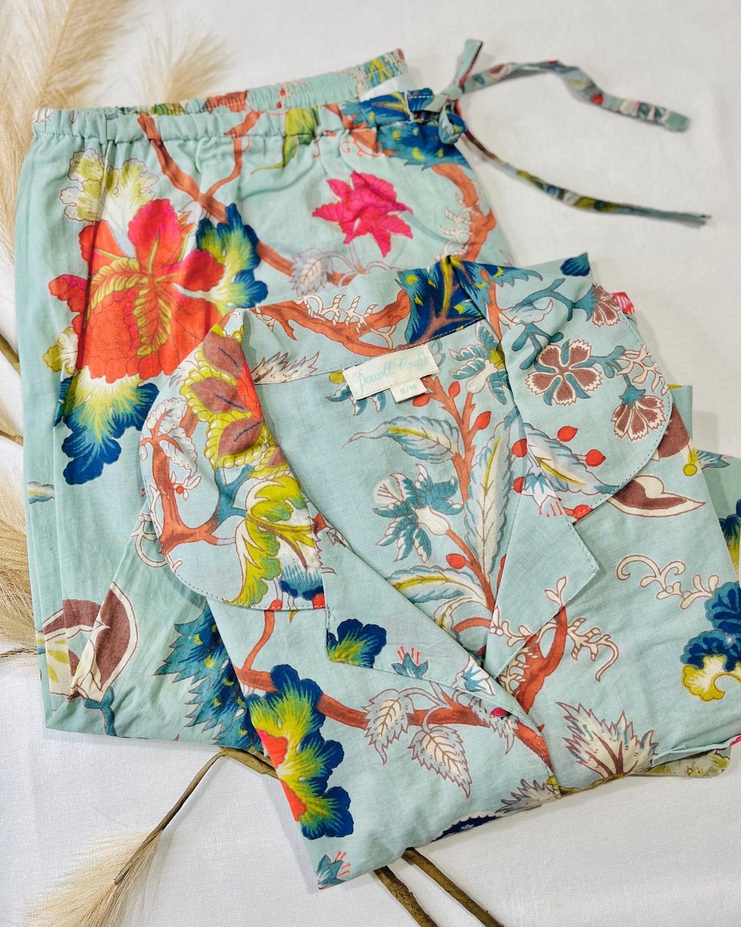 Womens Pyjamas, Cotton Pyjama Set, Long Pyjama Set, Blue Pyjamas for Her, Ladies Nightwear, Pyjama Set for Her, Cotton Pyjamas, Pyjamas