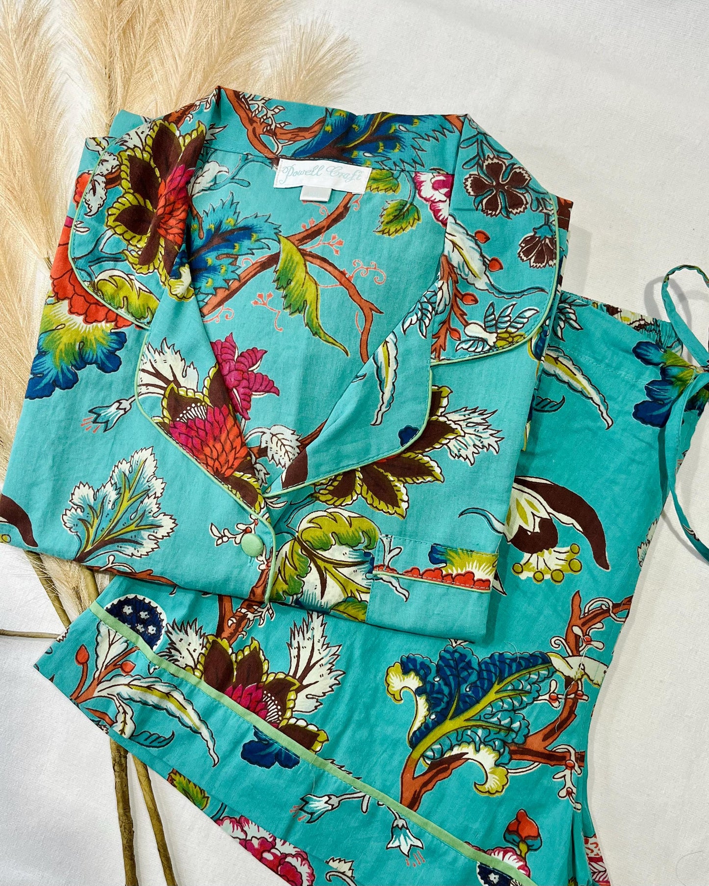 Womens Pyjamas, Cotton Pyjama Set, Short Pyjama Set, Green Pyjamas for Her, Ladies Nightwear, Pyjama Set for Her, Cotton Pyjamas, Pyjamas