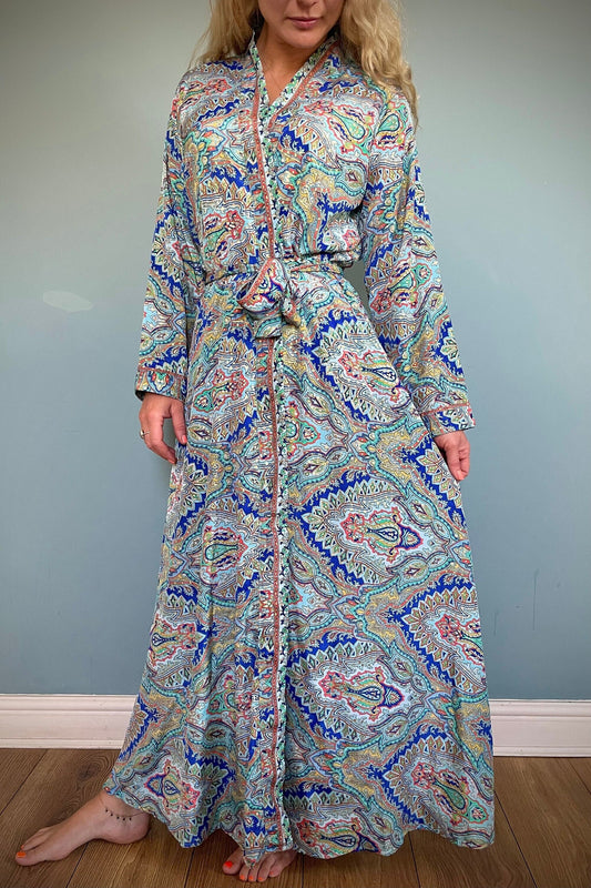 Kimono Robe, Silk Dressing Gown, Silk Robe, Bridesmaid Robe, Womens Dressing Gown, Dressing Gown, Summer Robe, Blue Shimmer