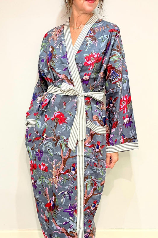 Kimono Robe, Dressing Gown Women, Brides Robe, Womens Dressing Gown, Cotton Dressing Gown, Plus Kimono, Blue Kimono Robe, Plus Size Robe