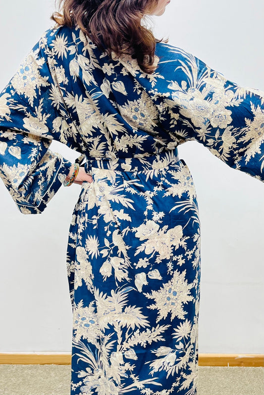 Kimono Robe, Dressing Gown Women, Brides Robe, Womens Dressing Gown, Cotton Dressing Gown, Plus Kimono, Blue Kimono Robe, Plus Size Robe