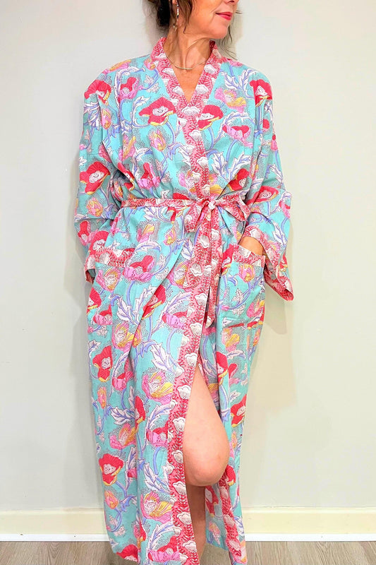 Kimono Robe, Dressing Gown Women, Brides Robe, Womens Dressing Gown, Cotton Dressing Gown, Plus Kimono, Green Kimono Robe, Plus Size Robe