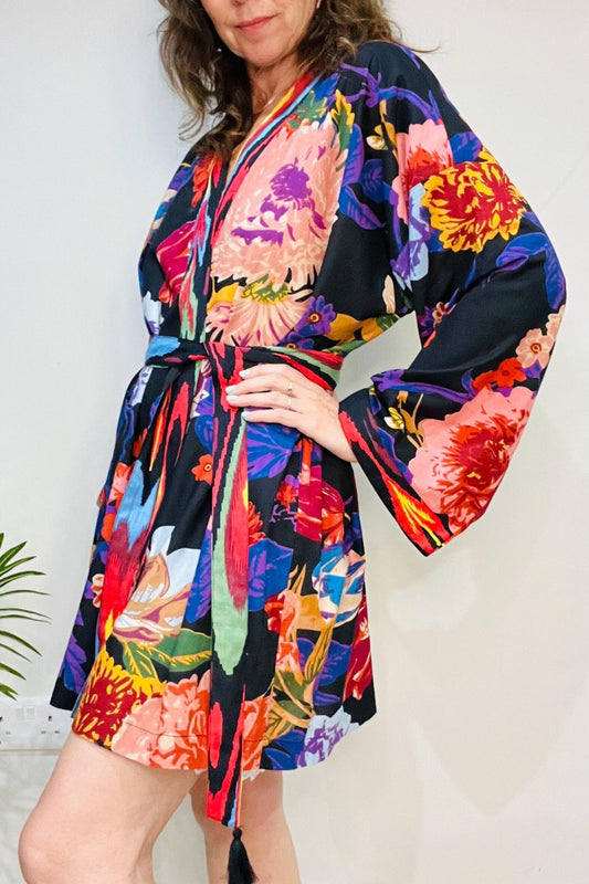 Kimono Robe, Dressing Gown Women, Brides Robe, Womens Dressing Gown, Cotton Dressing Gown, Plus Kimono, Blue Kimono Robe, Plus Size Robe