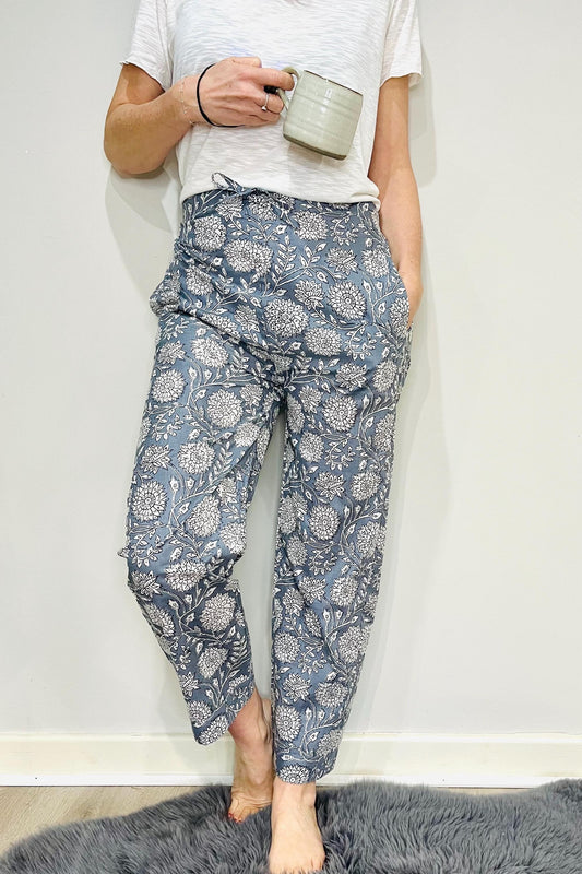Pyjama Pants, Womens Pyjama Set, Cotton Pants, Ladies Pyjamas,  Womens Cotton Pants, Blue Pyjamas, Womens Pyjamas, Summer Pants, Kimono
