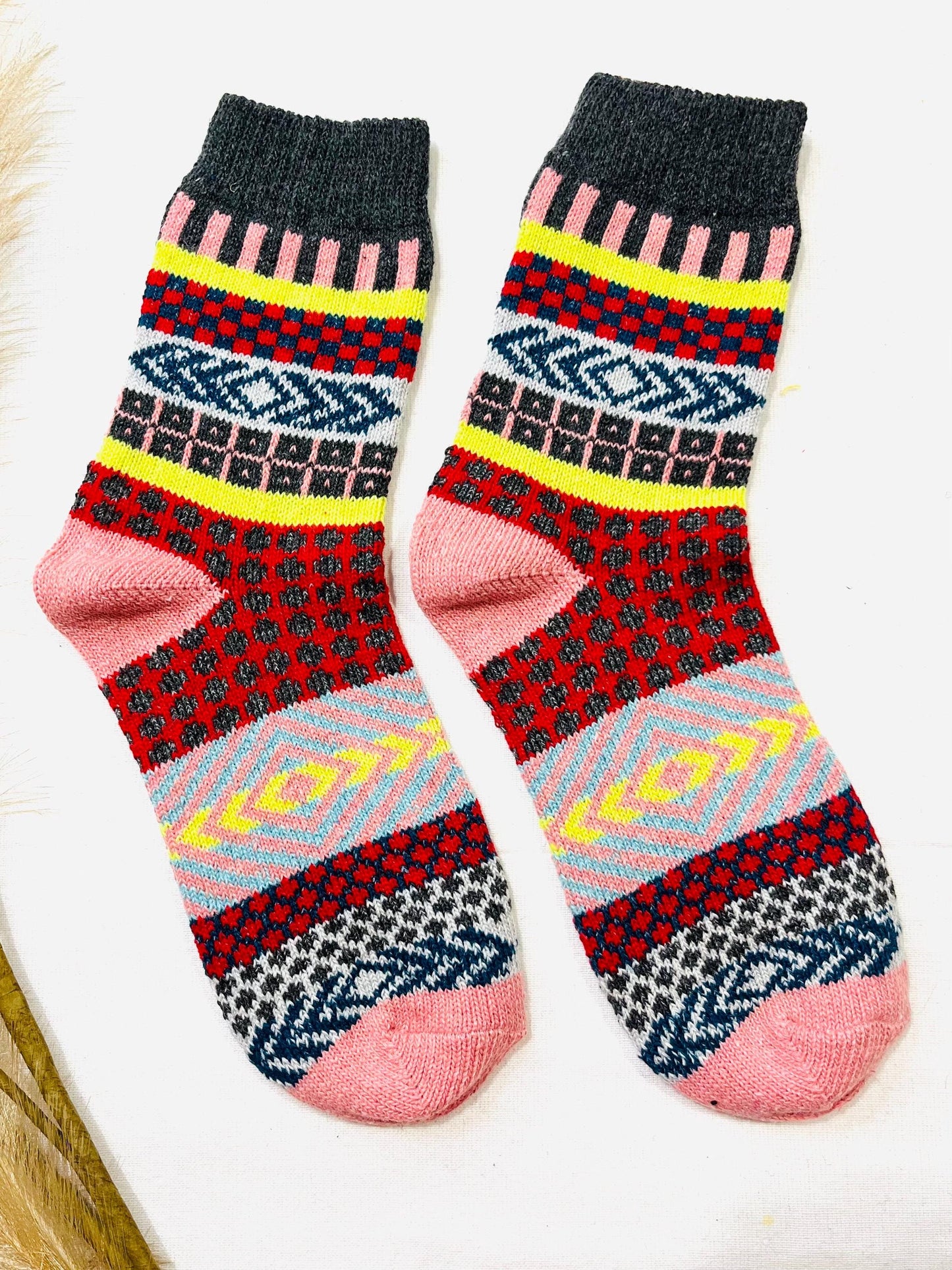Wool Socks for Her, Walking Socks, Funny Socks for her, Warm Woolen Socks for Women, Nordic Socks for her, Womens Walking Socks,