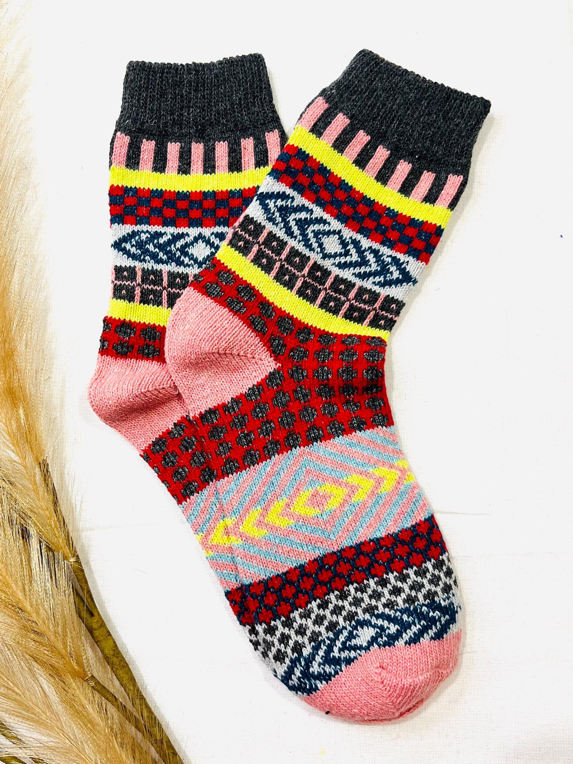 Wool Socks for Her, Walking Socks, Funny Socks for her, Warm Woolen Socks for Women, Nordic Socks for her, Womens Walking Socks,