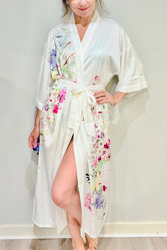 Kimono Robe, Japanese Dressing Gown, Luxury Satin Robe, Bridesmaid Robe, Womens Dressing Gown, Dressing Gown, Summer Robe, Plus Kimono,