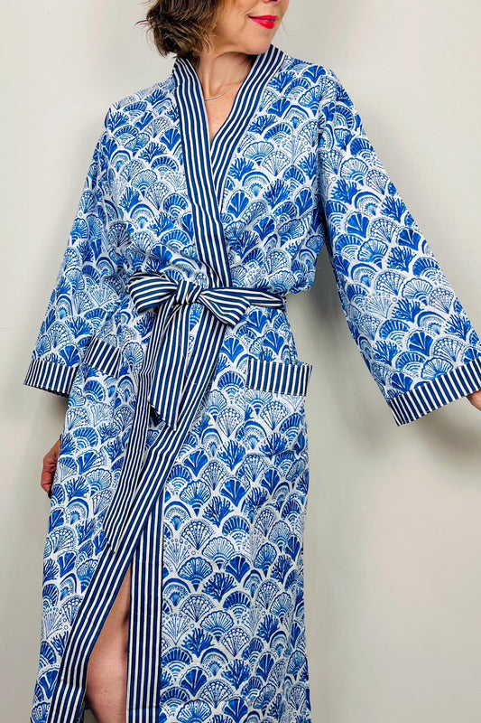 Kimono Robe, Dressing Gown Women, Brides Robe, Womens Dressing Gown, Cotton Dressing Gown, Plus Kimono, Blue Kimono Robe, Plus Size Robe
