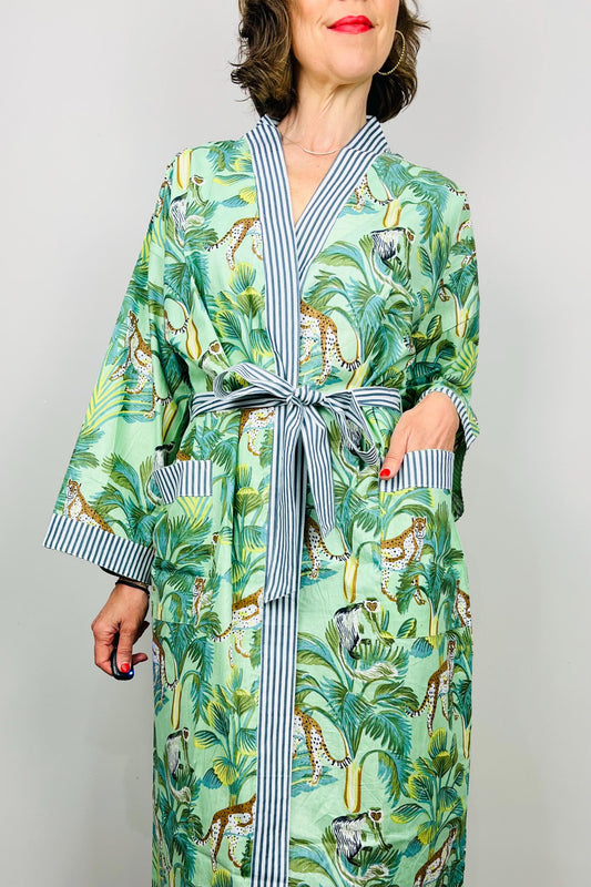 Kimono Robe, Dressing Gown Women, Brides Robe, Womens Dressing Gown, Cotton Dressing Gown, Plus Kimono, Green Kimono Robe, Plus Size Robe