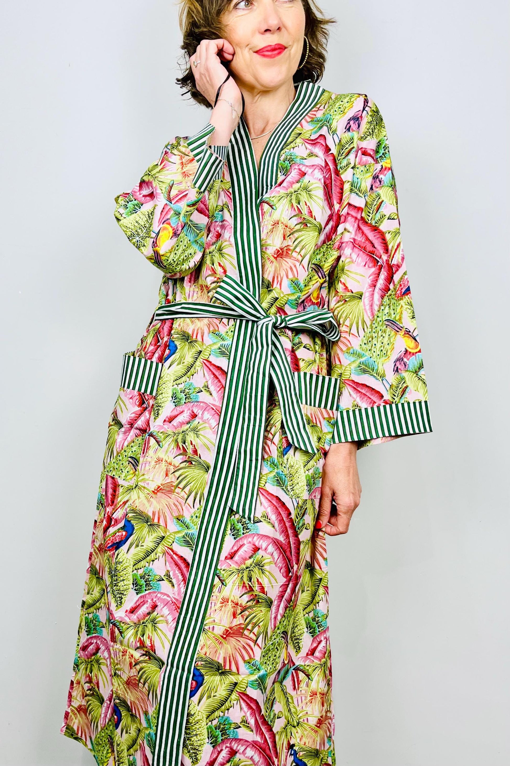 Indian Cotton Kimono Robe - Botanical Kimonoco Boutique Indian Cotton Kimono Robe - Botanical Kimonoco Boutique