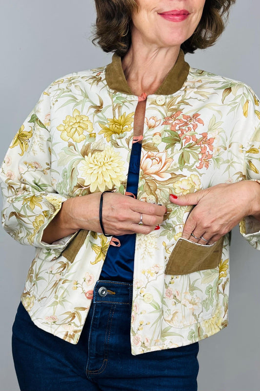 Handmade Womens Jacket | Vintage Fabric Redesigned Shacket | Upcycled Designer Rework | Unique 60’s Style | Flower Power Top